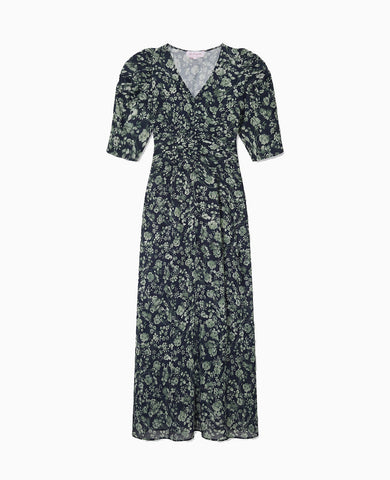Navy & Green Floral Siena Womens Long Dress