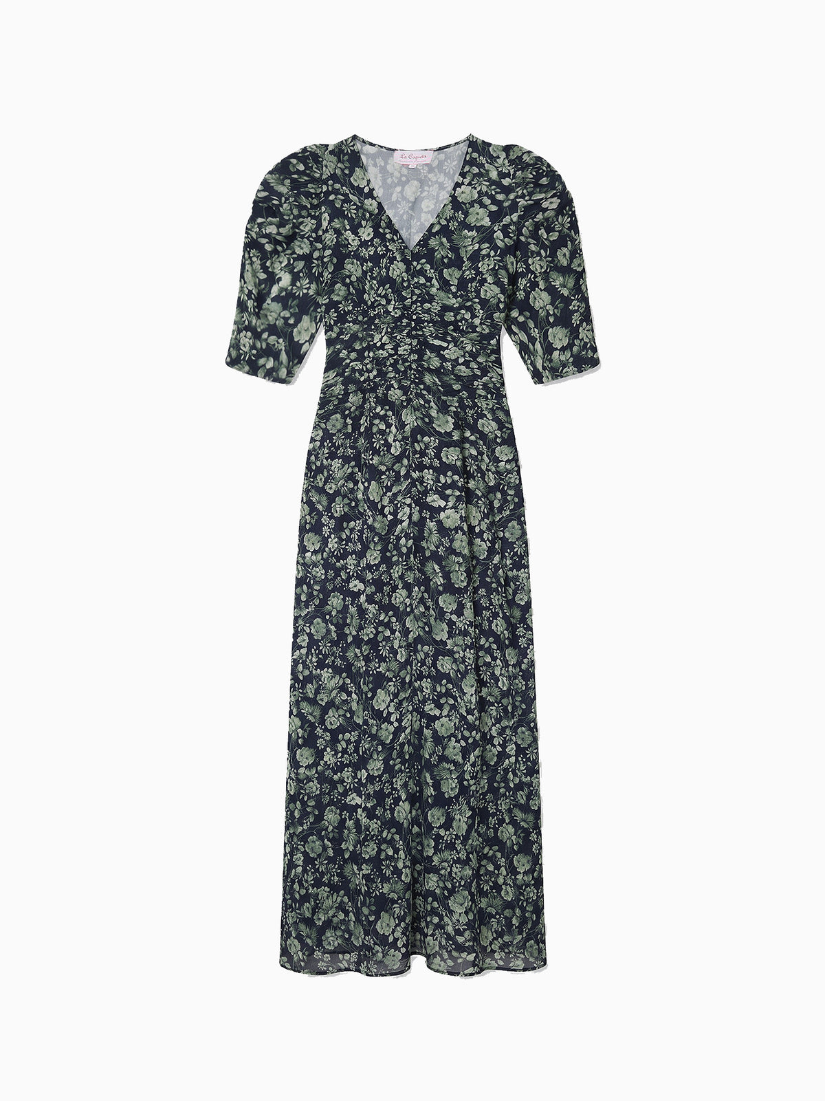 Navy & Green Floral Siena Womens Long Dress