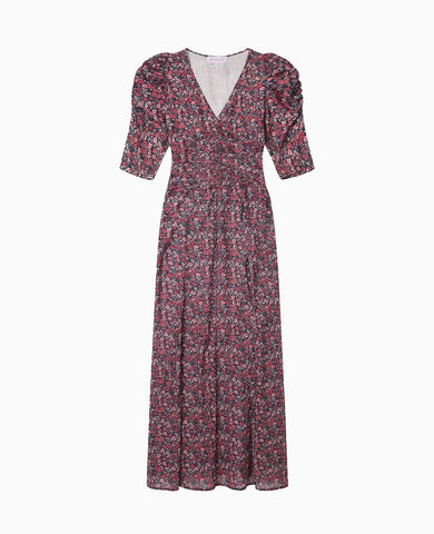 Navy Floral Siena Womens Long Dress