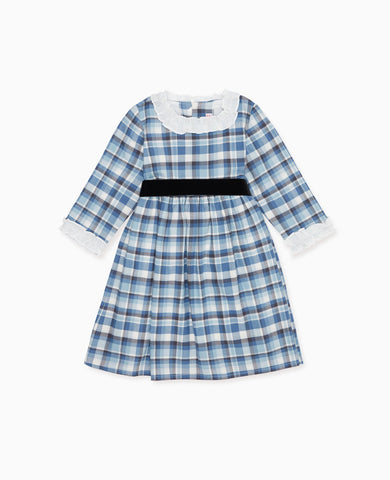 Blue Check Silas Girl Dress