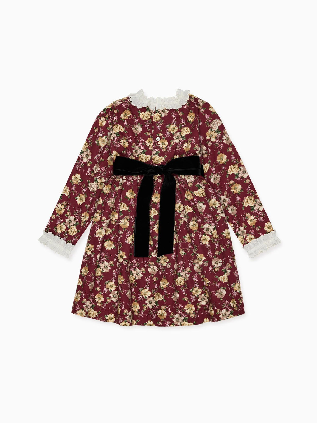 Burgundy Floral Silas Girl Dress