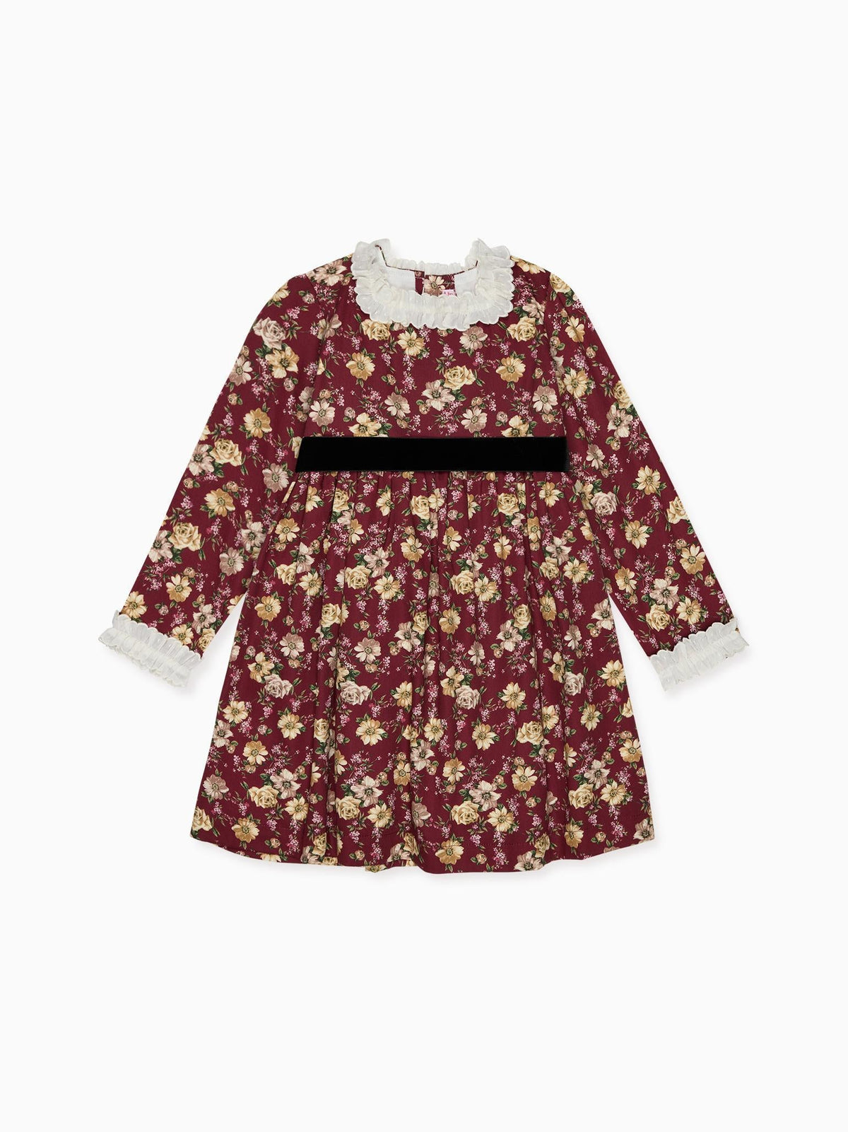 Burgundy Floral Silas Girl Dress
