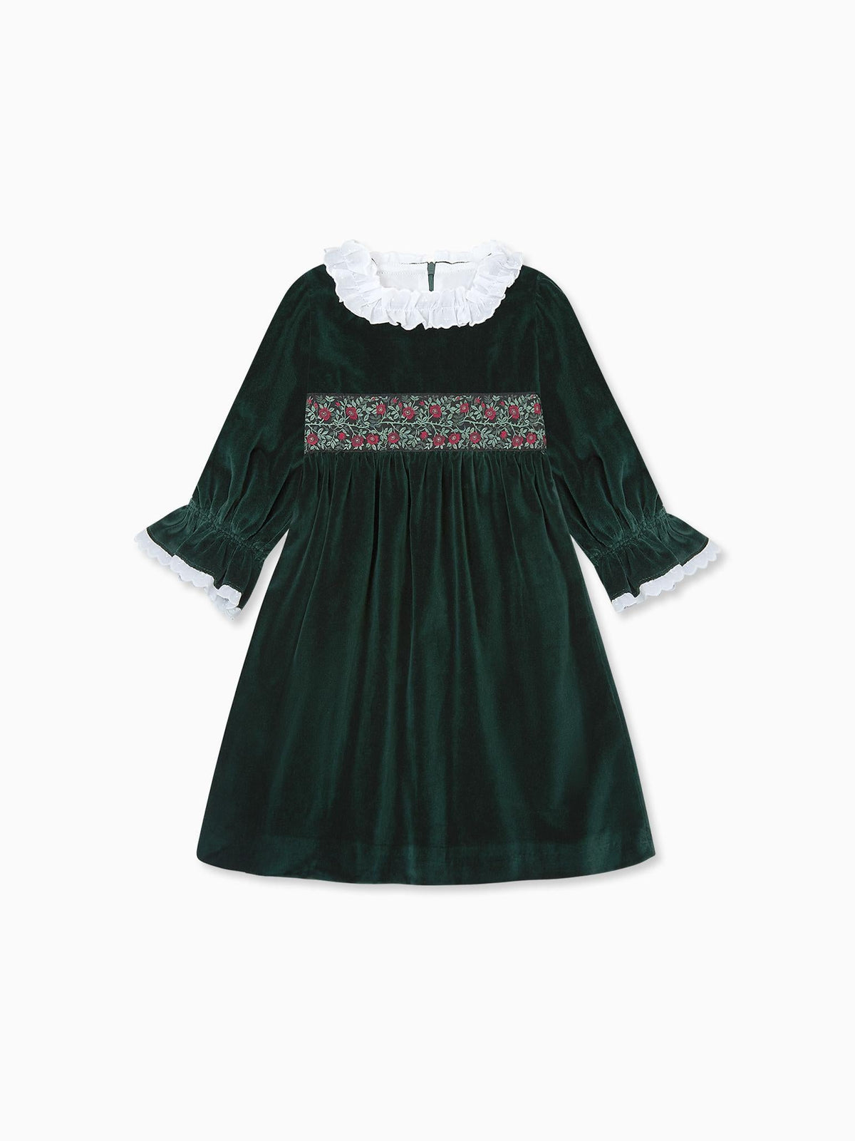 Dark Green Silas Velvet Girl Dress