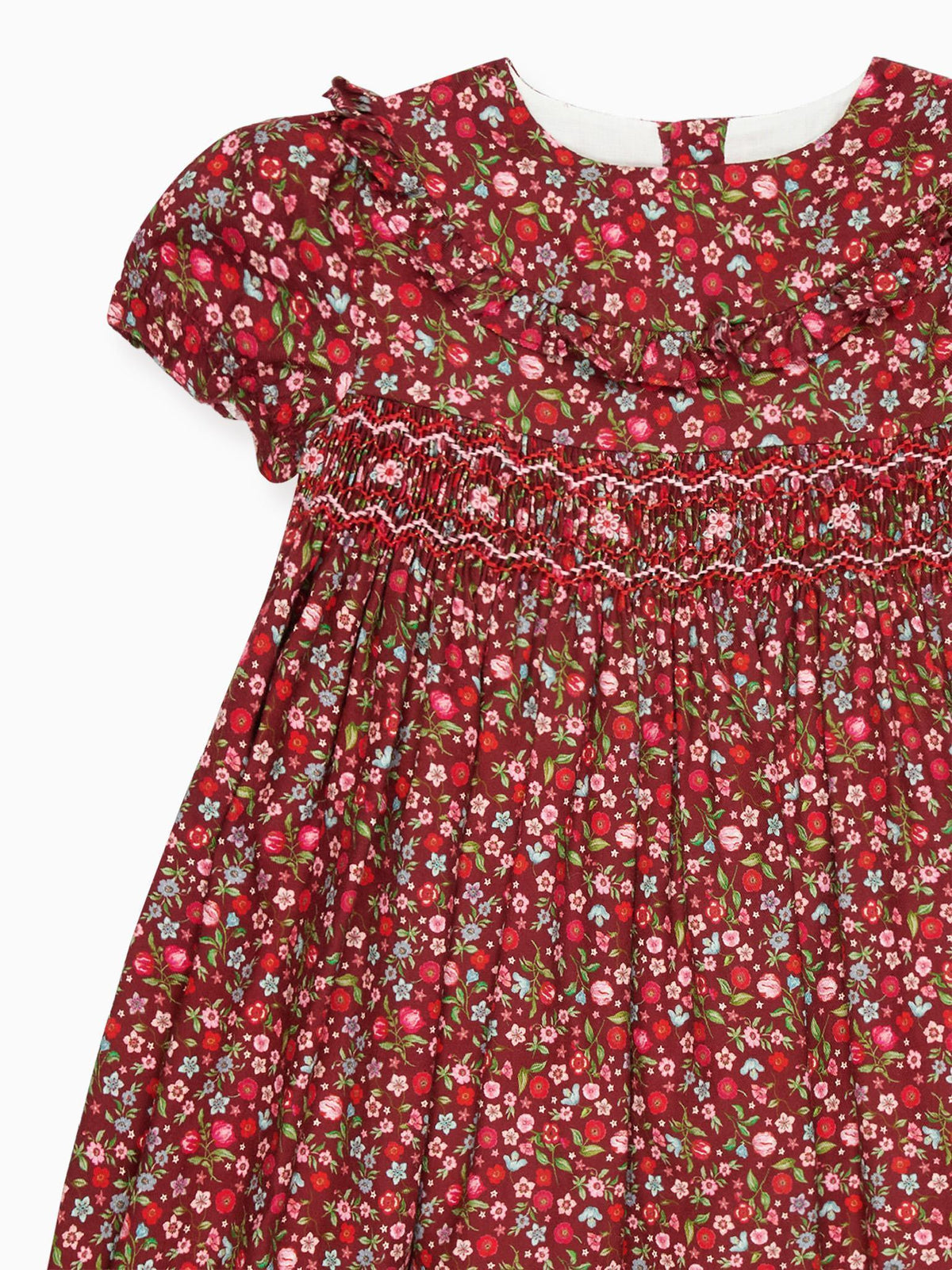 Burgundy Floral Silvana Baby Girl Hand-Smocked Set