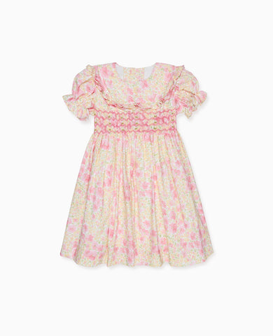 Pink Floral Silvana Girl Hand-Smocked Dress