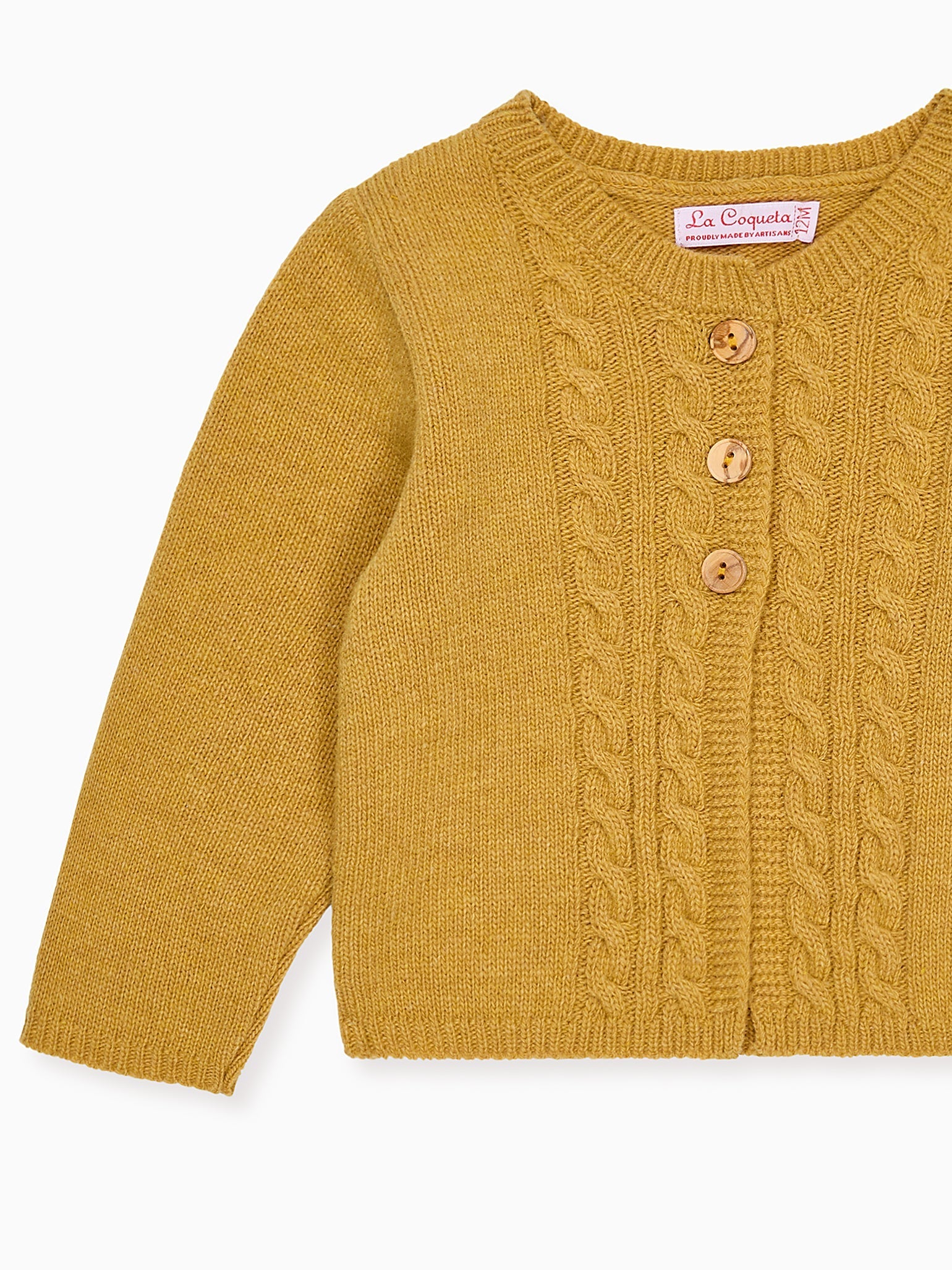Mustard Silvana Merino Baby Cardigan | La Coqueta Kids UK