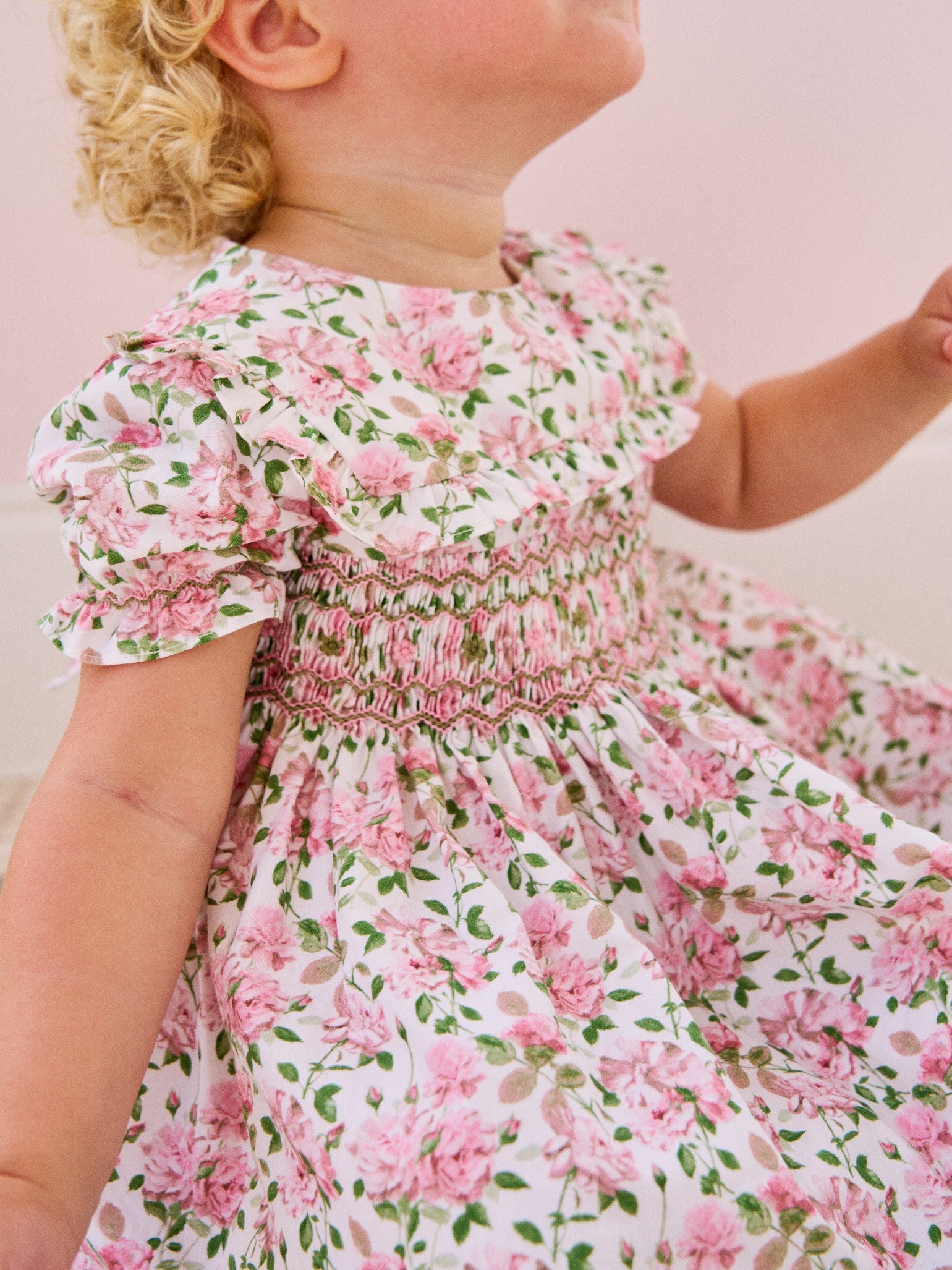Ivory Floral Silvana Baby Girl Hand-Smocked Set