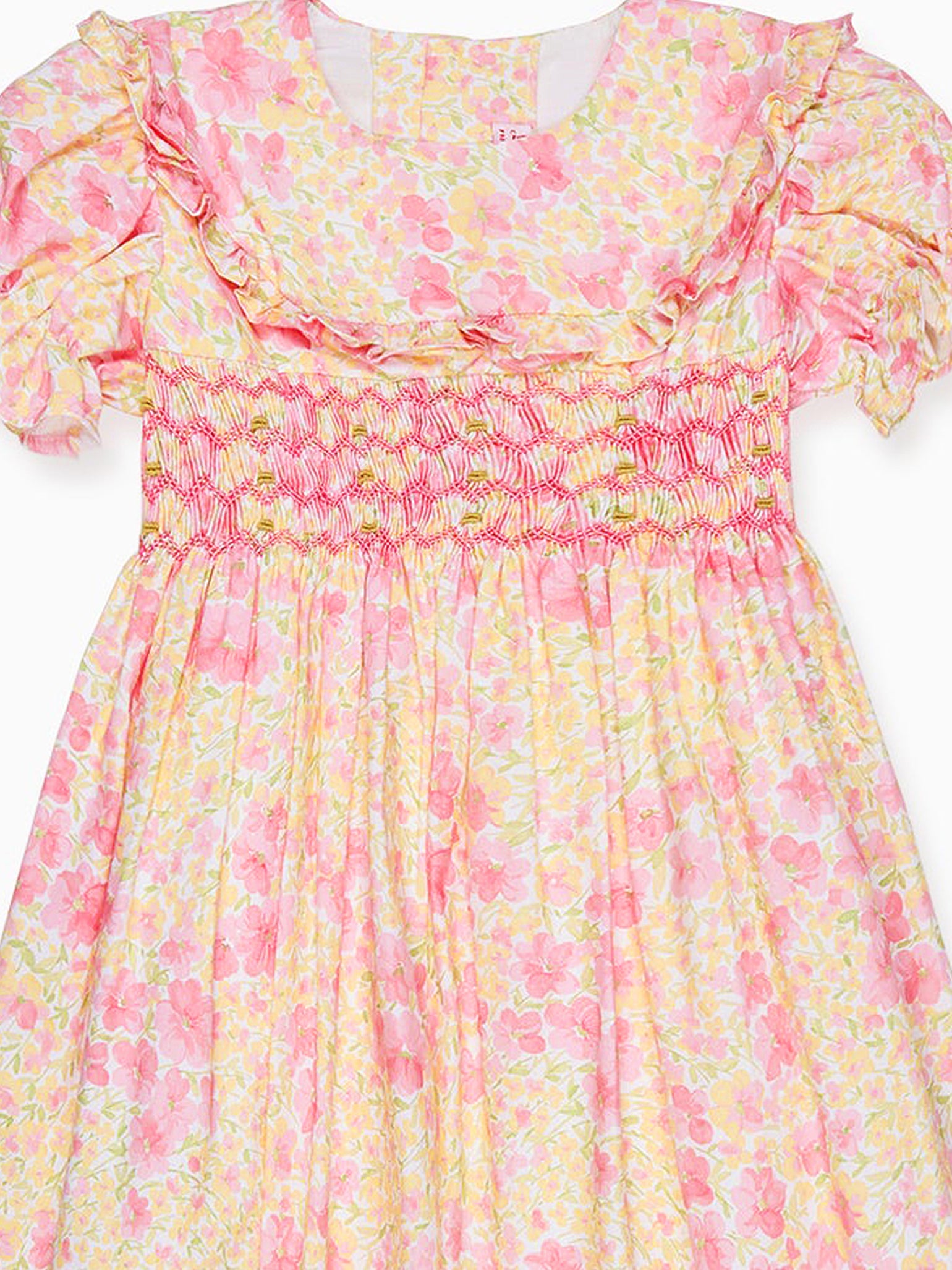 Pink Floral Silvana Girl Hand-Smocked Dress