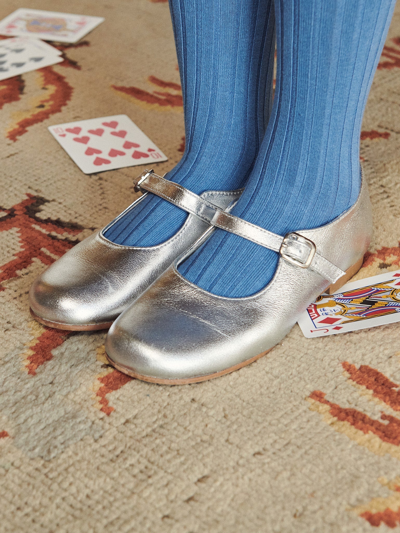 Silver Leather Girl Mary Jane Shoes | La Coqueta Kids US