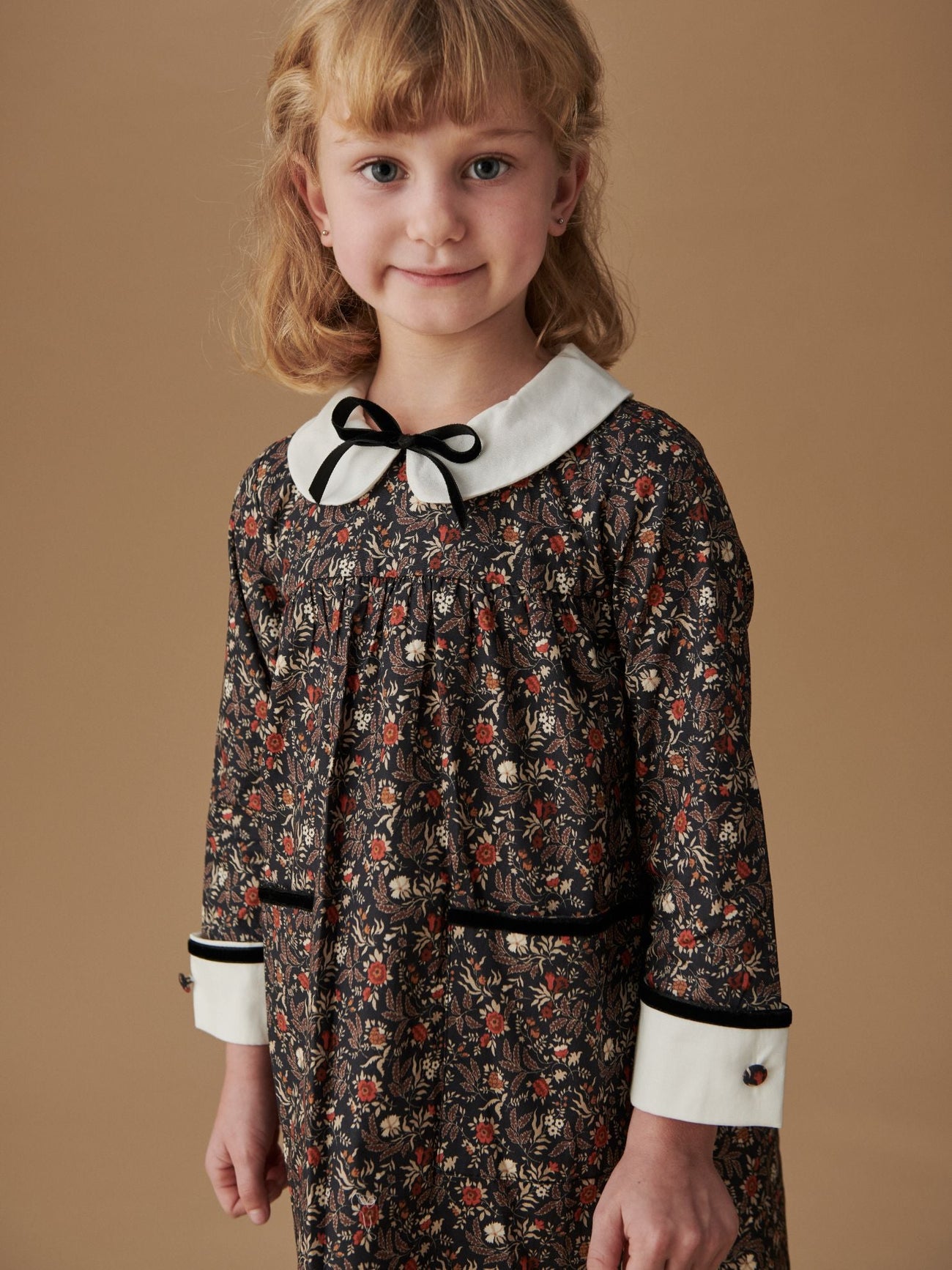 Navy Floral Sofia Girl A-Line Dress