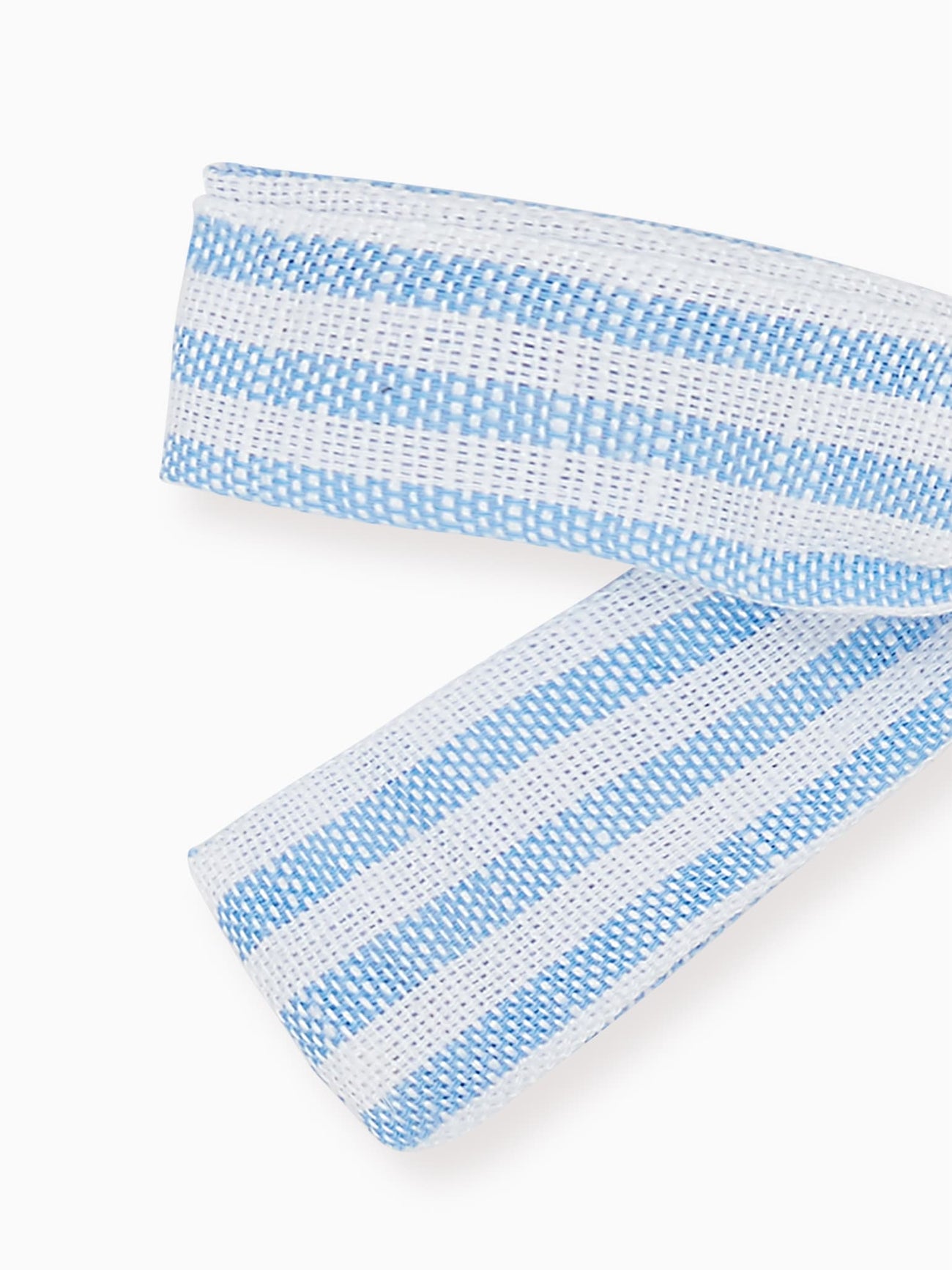 Blue Stripe Soft Ribbon Bow Clip