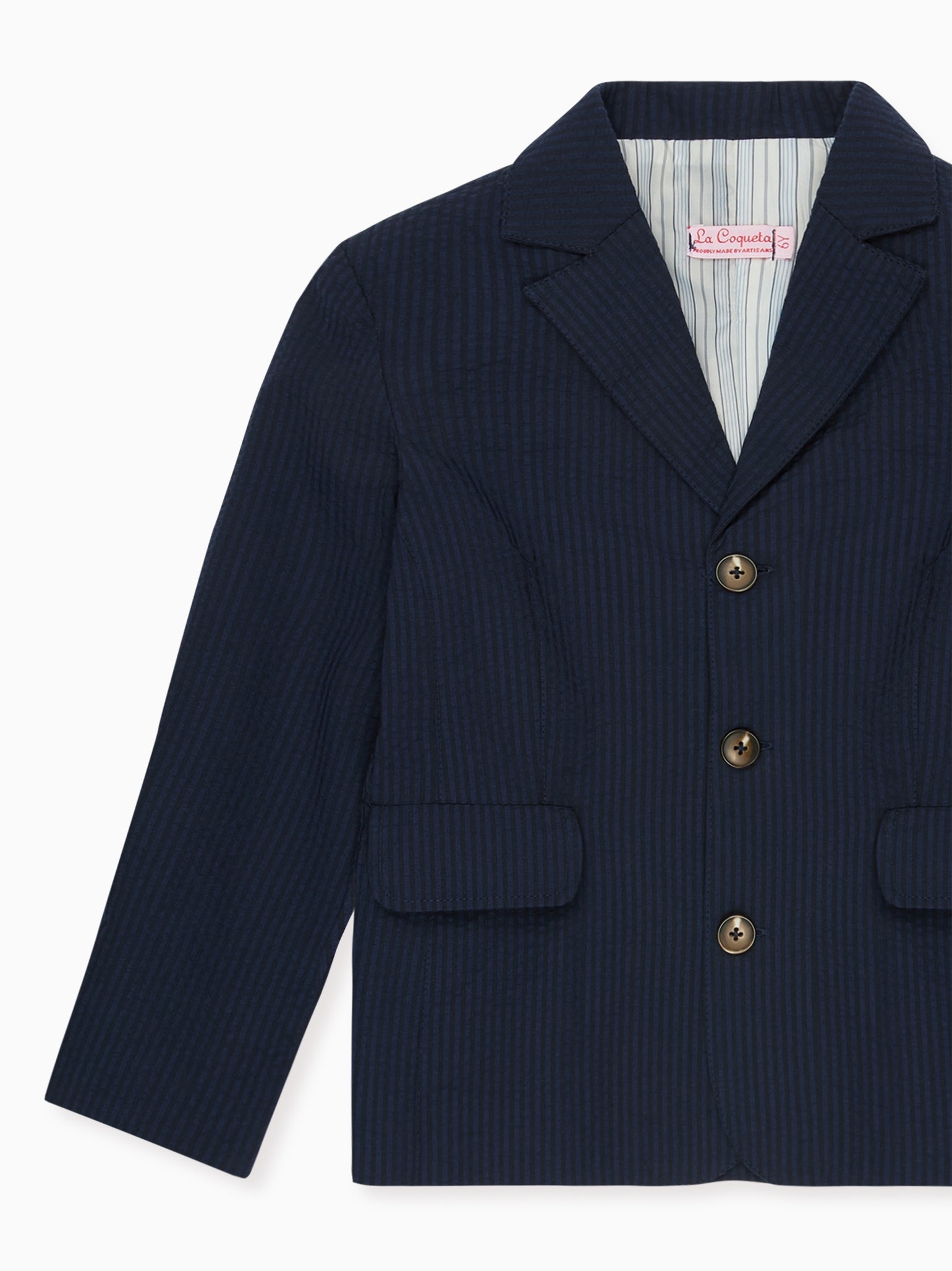 Navy Seersucker Sybil Boy Jacket