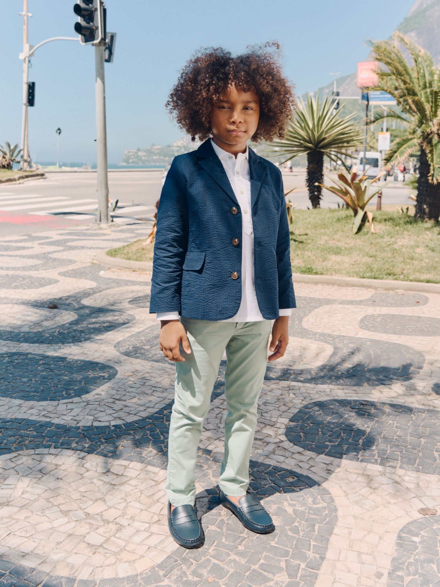 Navy Seersucker Sybil Boy Jacket