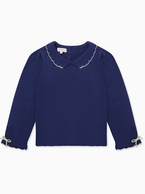 Navy Sylvia Merino Girl Jumper