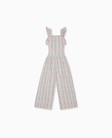 Fuchsia Pink Floral Stripe Maeve Girl Jumpsuit