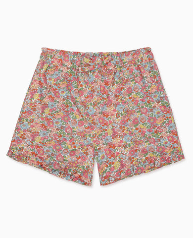 Coral Floral Flores Cotton Girl Made With Liberty Fabric Shorts