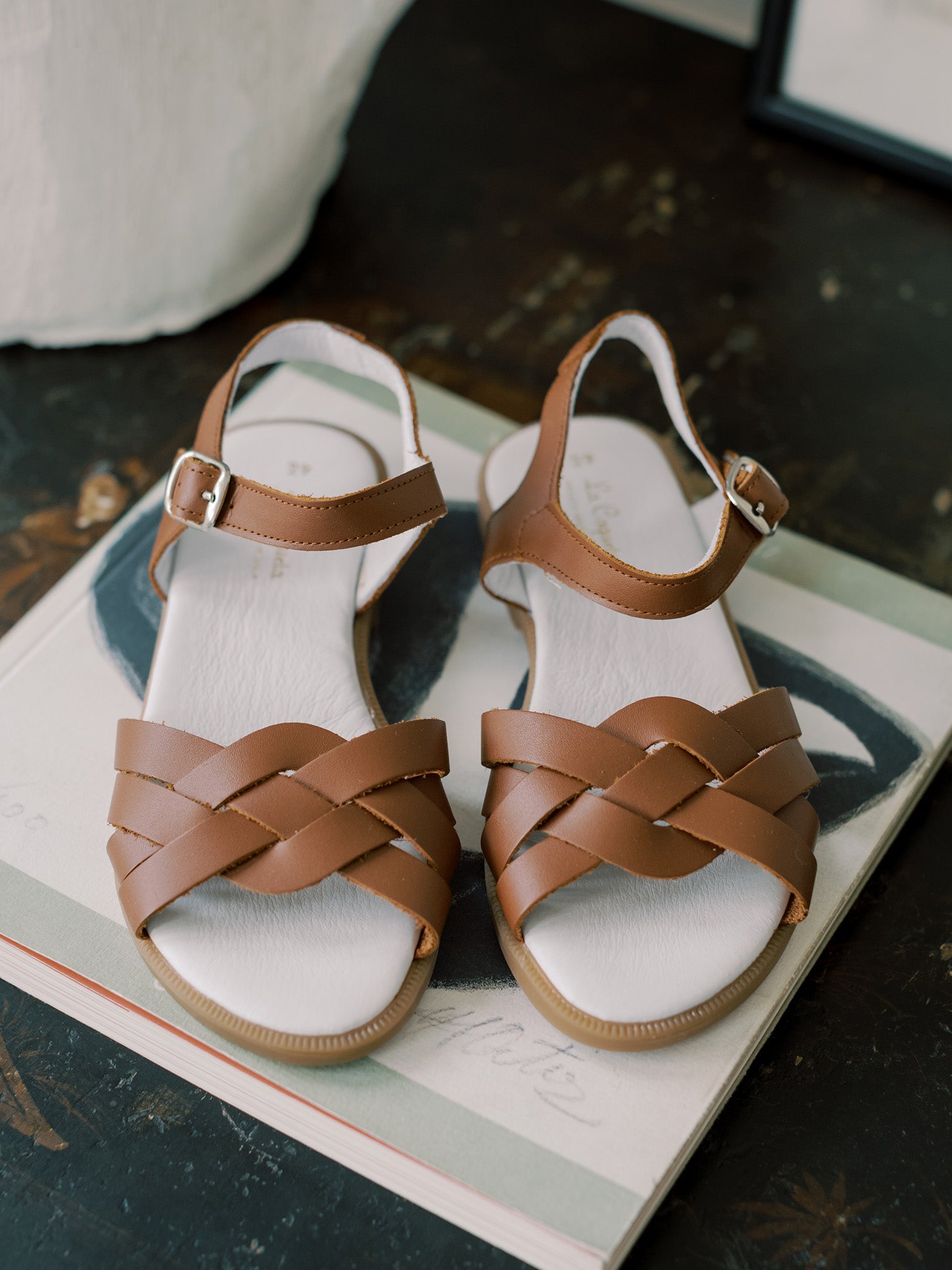 Tan Livia Leather Girl Sandals