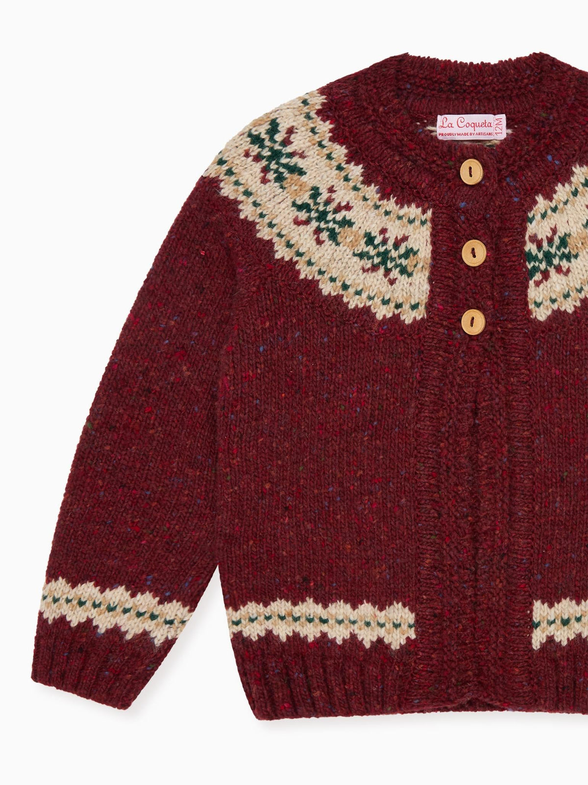 Burgundy Taylor Merino Fair Isle Baby Cardigan