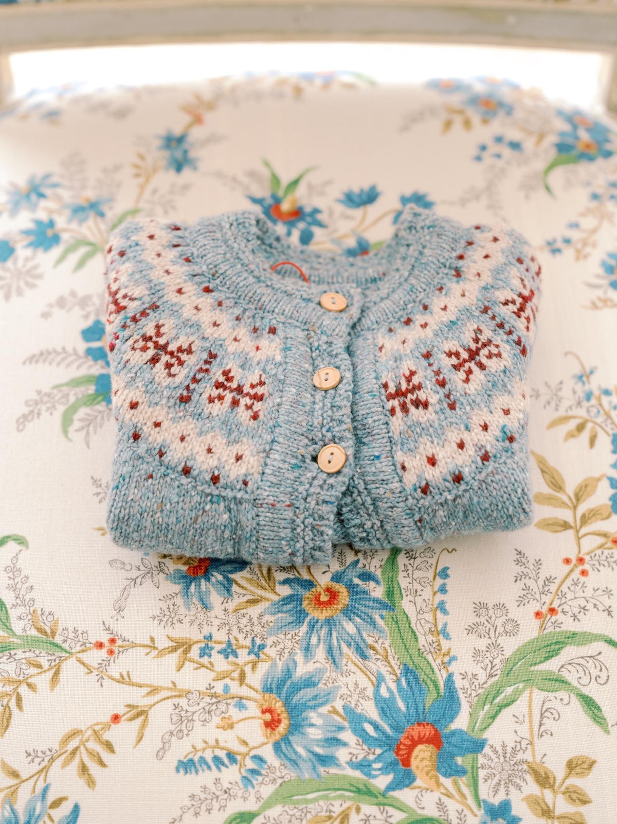 Dusty Blue Taylor Merino Fair Isle Baby Cardigan