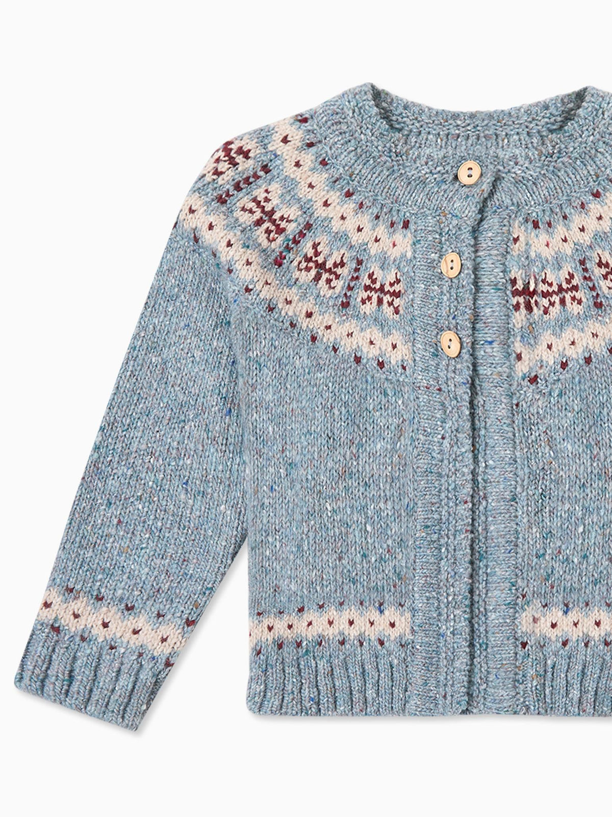 Dusty Blue Taylor Merino Fair Isle Baby Cardigan