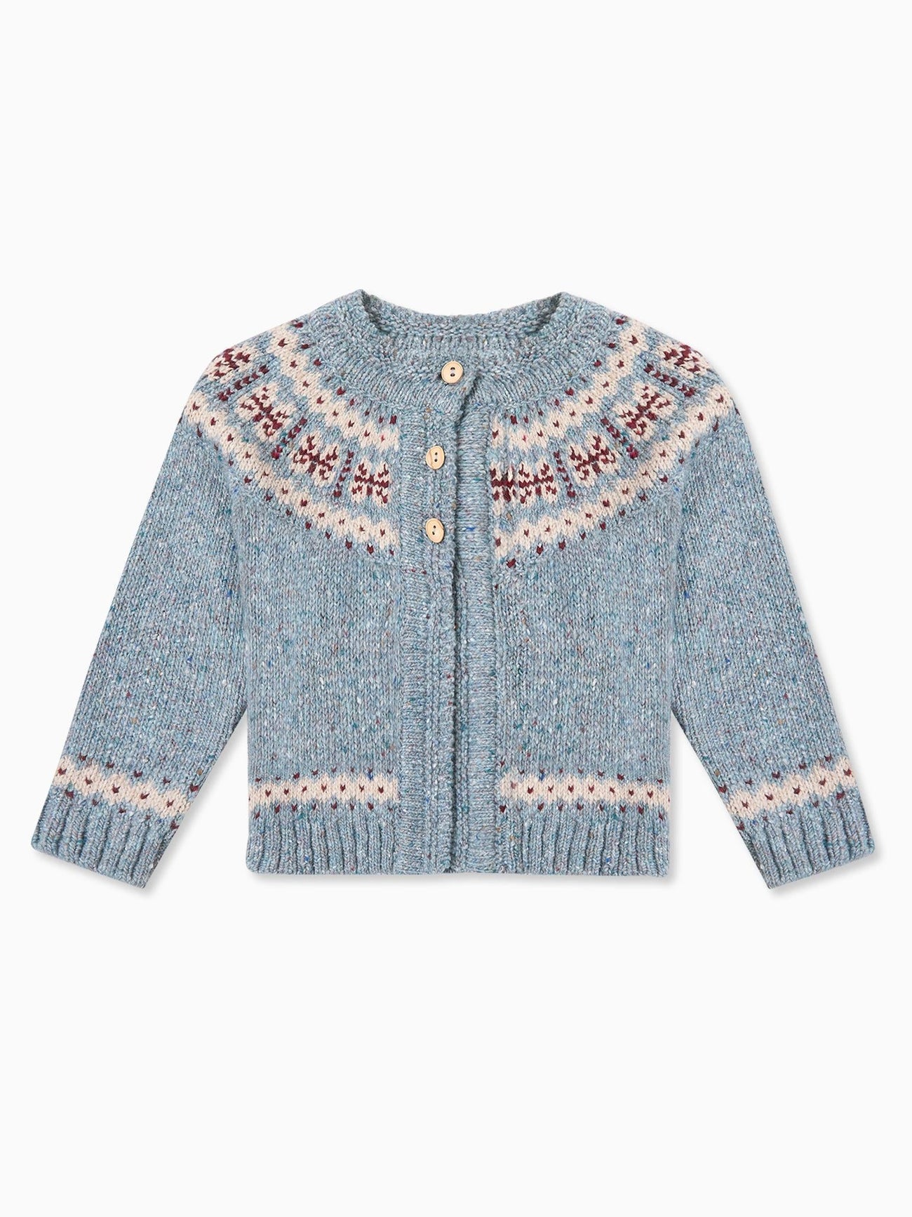 Dusty Blue Taylor Merino Fair Isle Baby Cardigan