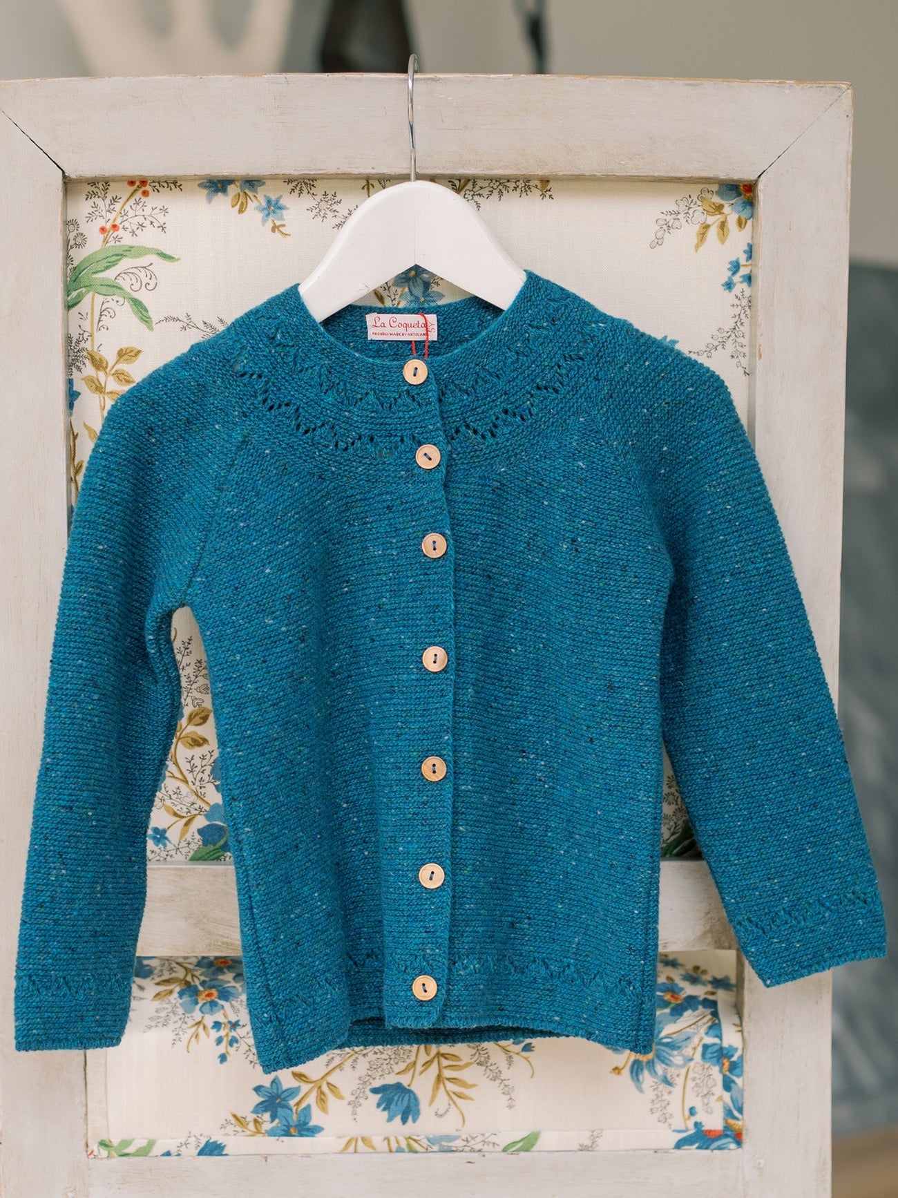 Teal Ivana Merino Girl Cardigan