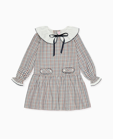 Burgundy Check Tessa Girl Dress