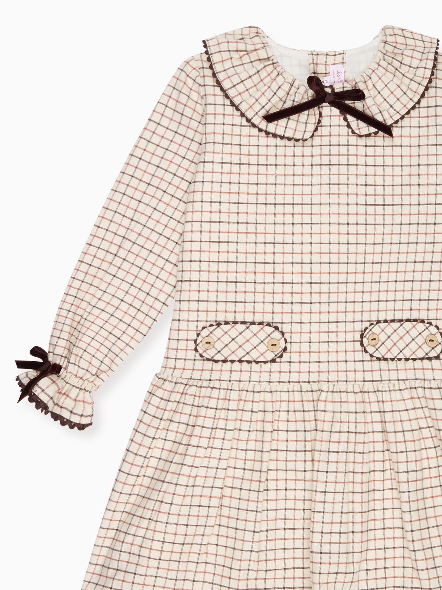 Caramel Check Tessa Girl Drop Waist Dress