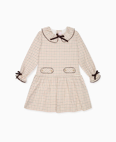 Caramel Check Tessa Girl Drop Waist Dress