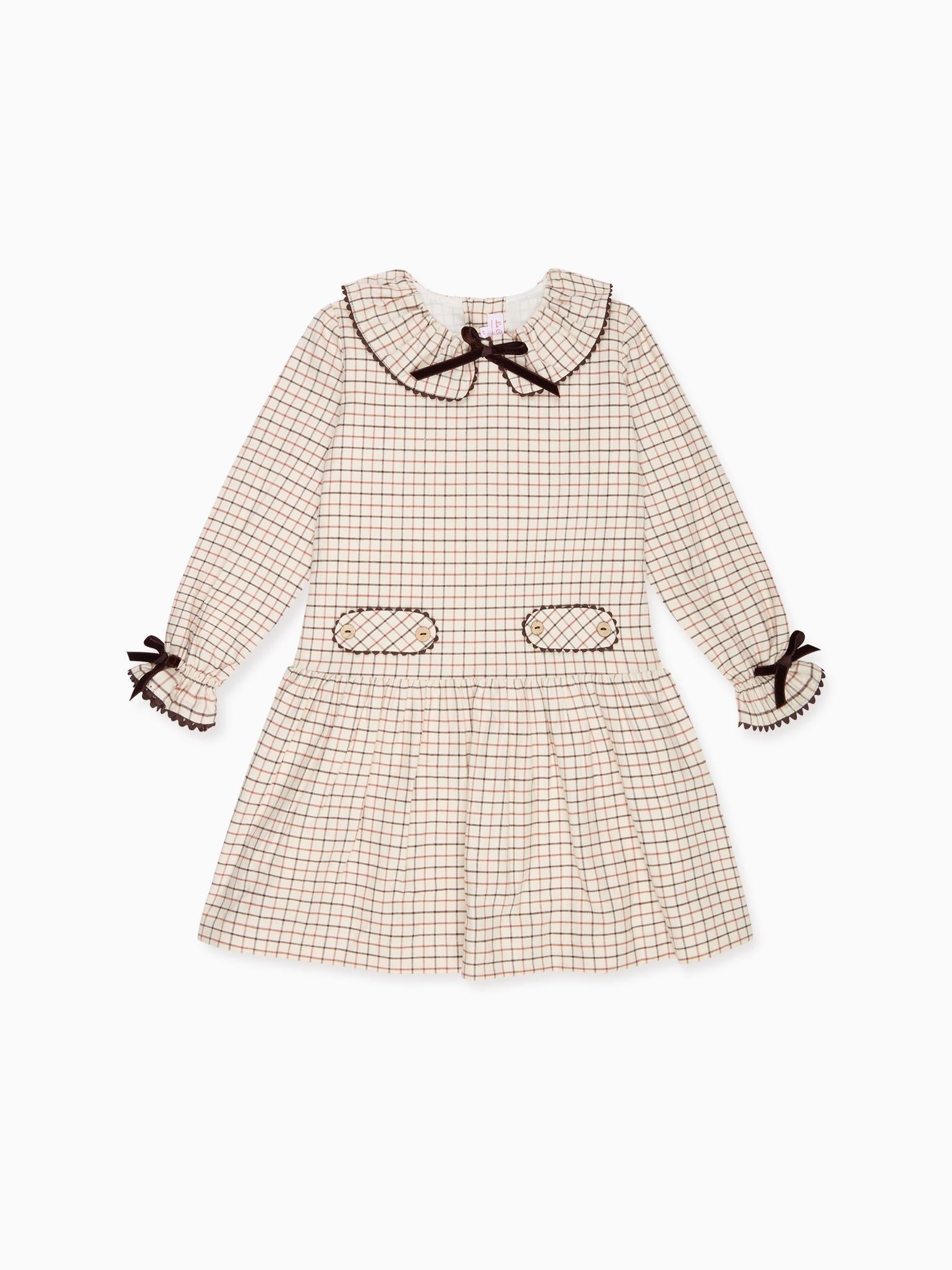 Caramel Check Tessa Girl Drop Waist Dress