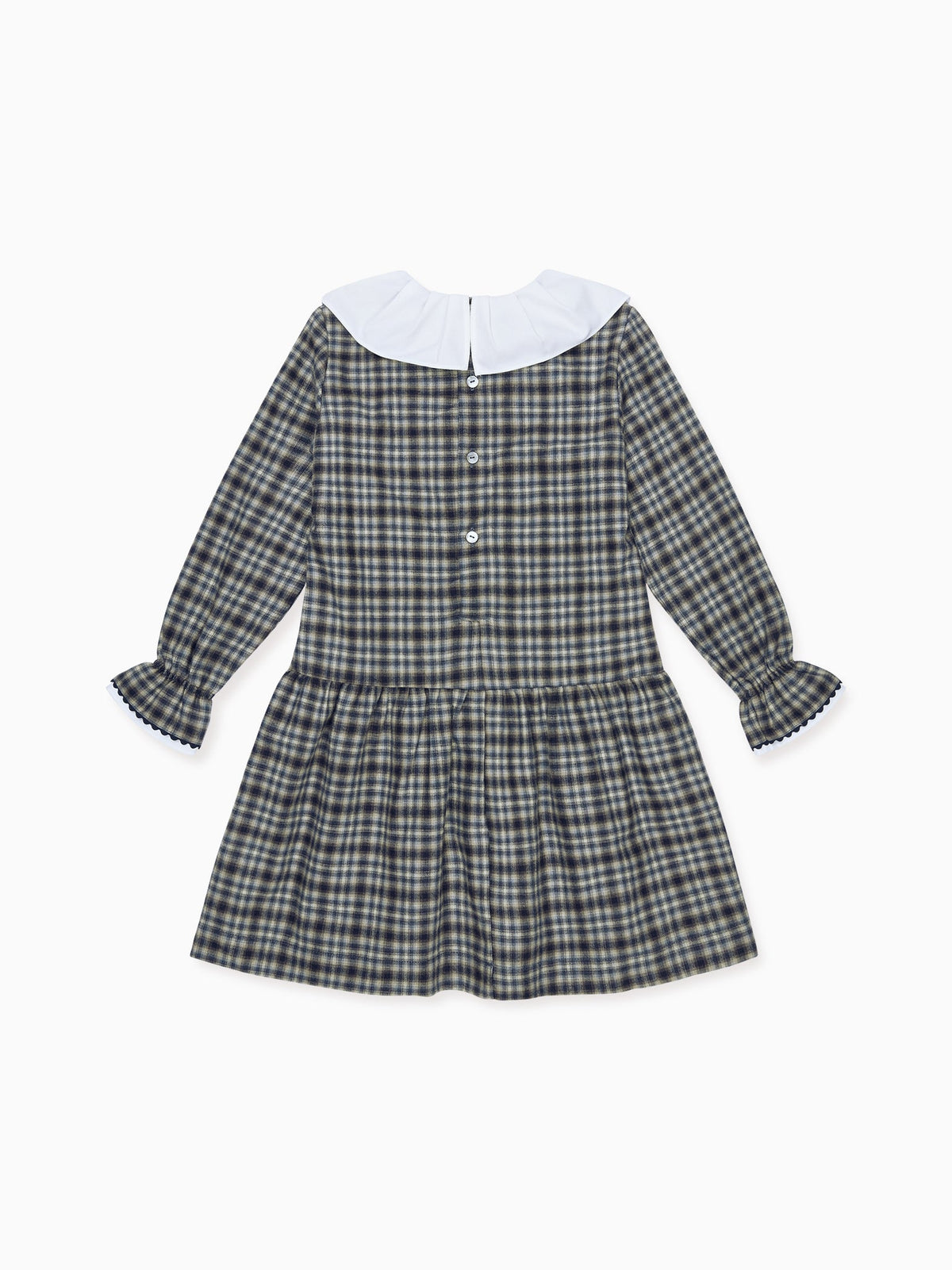 Navy Check Tessa Girl Drop Waist Dress
