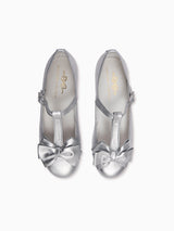 Nicky Hilton x La Coqueta Silver Tessa Leather Girl T-Bar Shoes