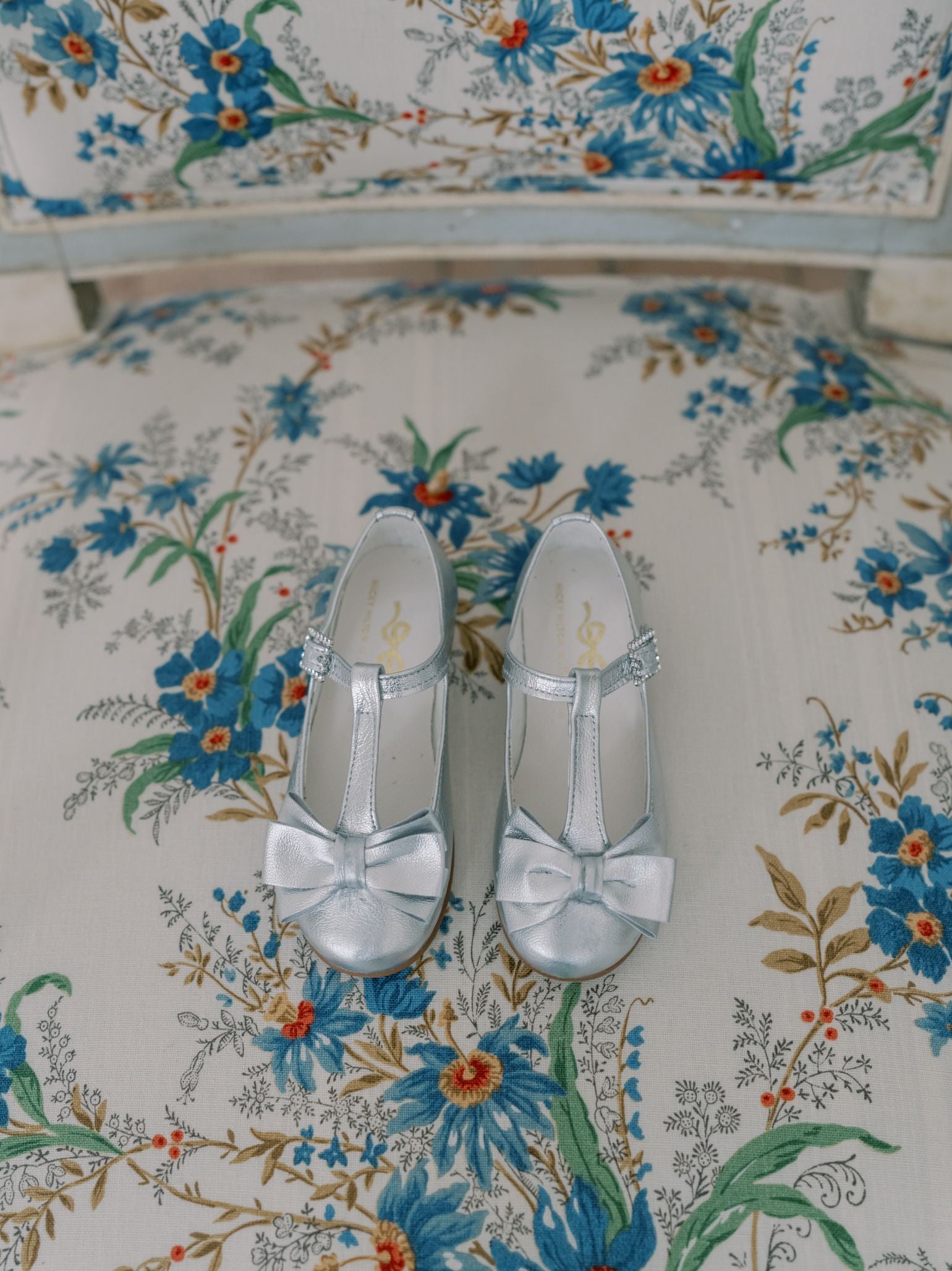 Nicky Hilton x La Coqueta Silver Tessa Leather Girl T-Bar Shoes