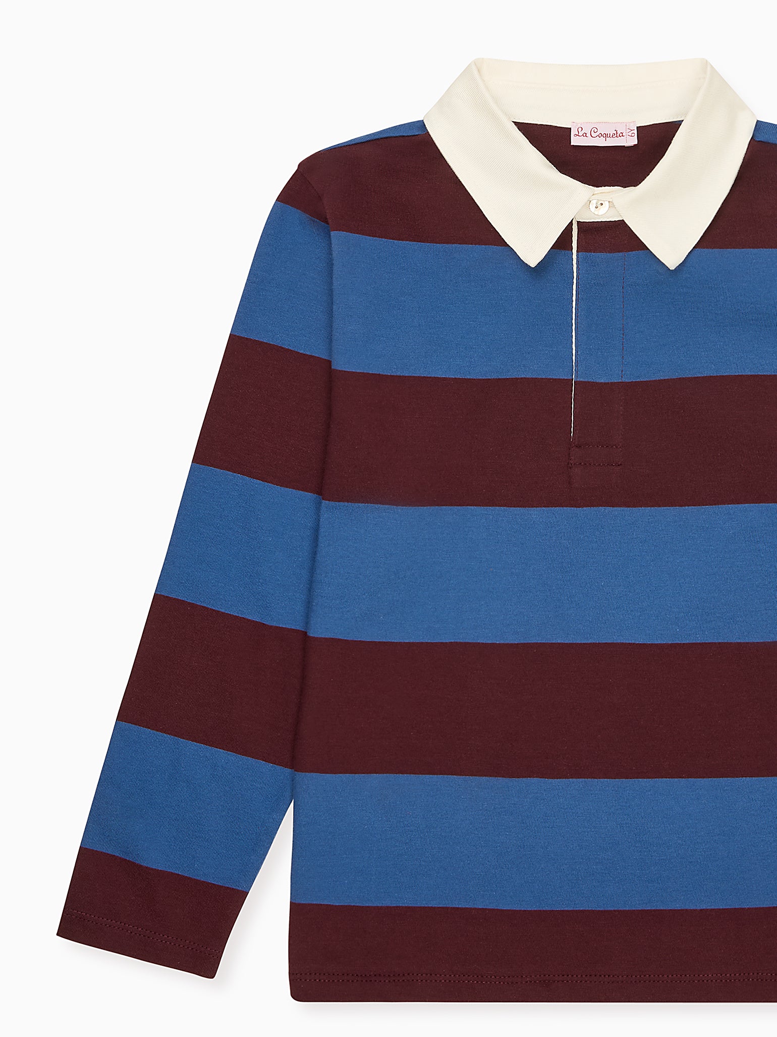 Petrol Blue Stripe Tijo Long Sleeve Boy Rugby Shirt | La