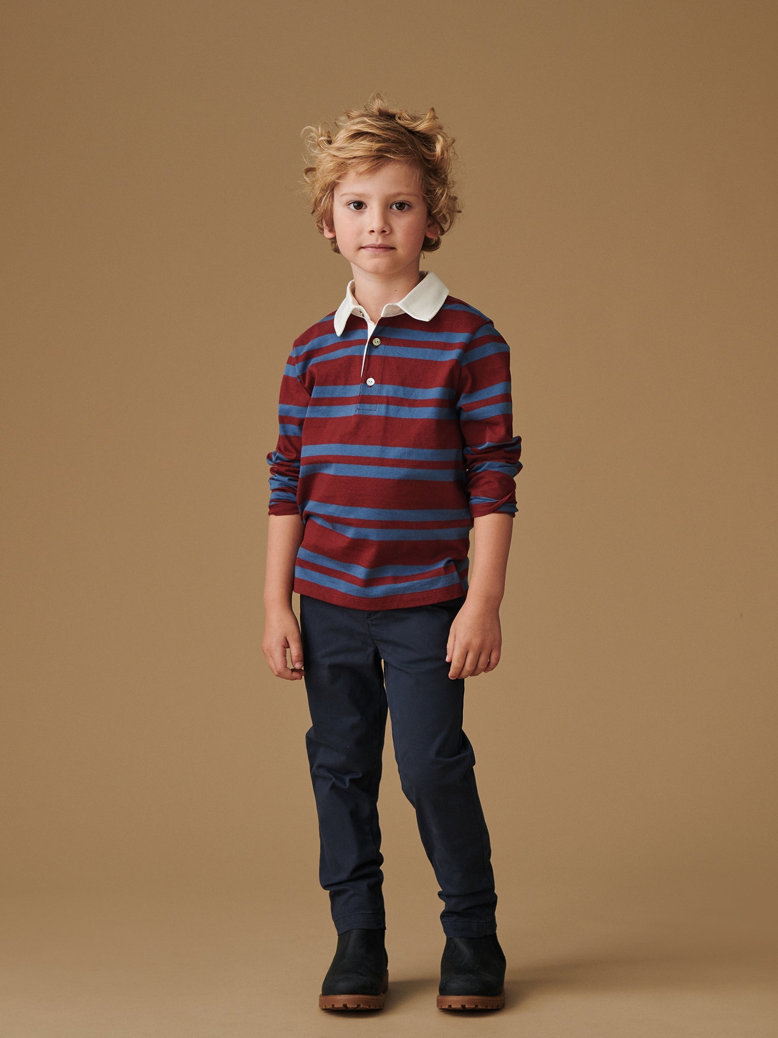 Blue Stripe Tijo Long Sleeve Boy Rugby Shirt