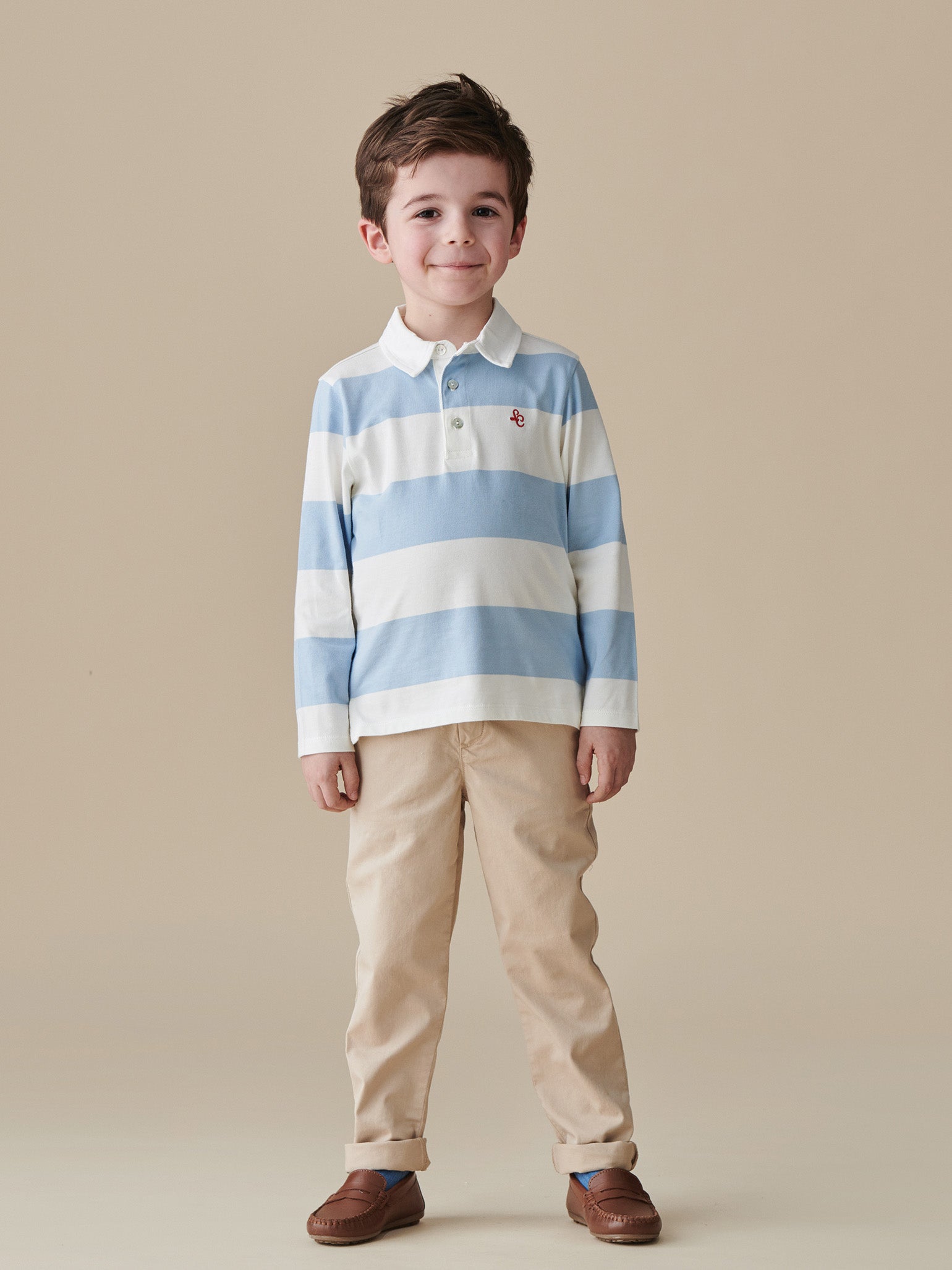 Light Blue Tijo Long Sleeve Boy Rugby Shirt