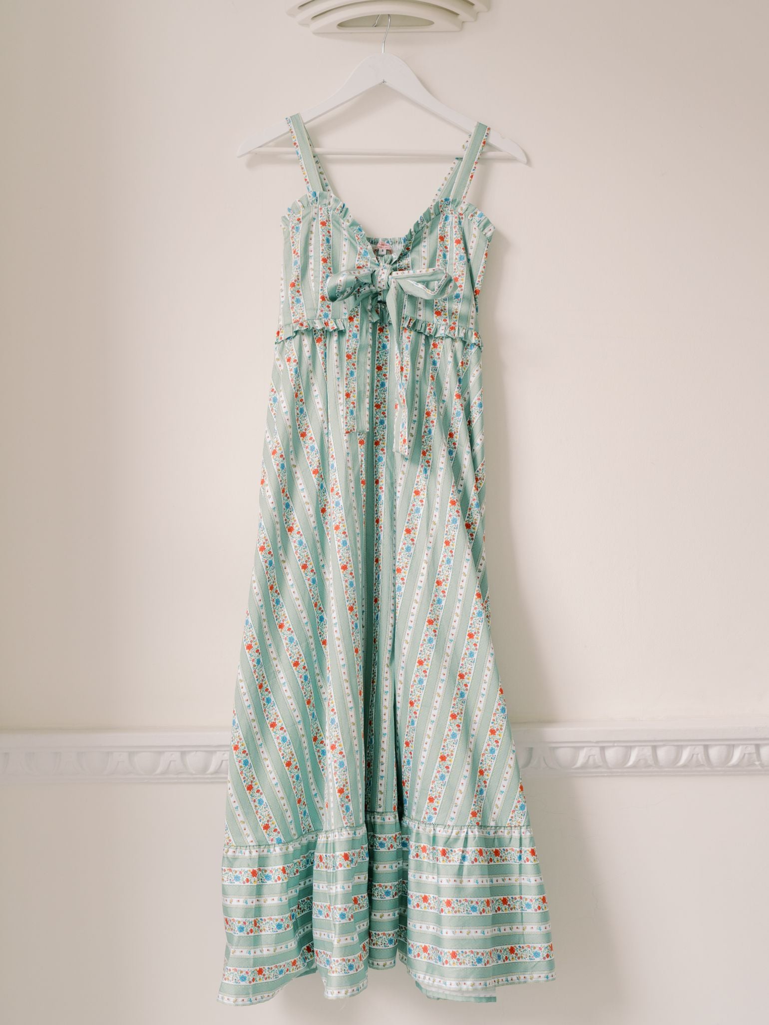 Sage Floral Stripe Toledo Woman Midi Dress