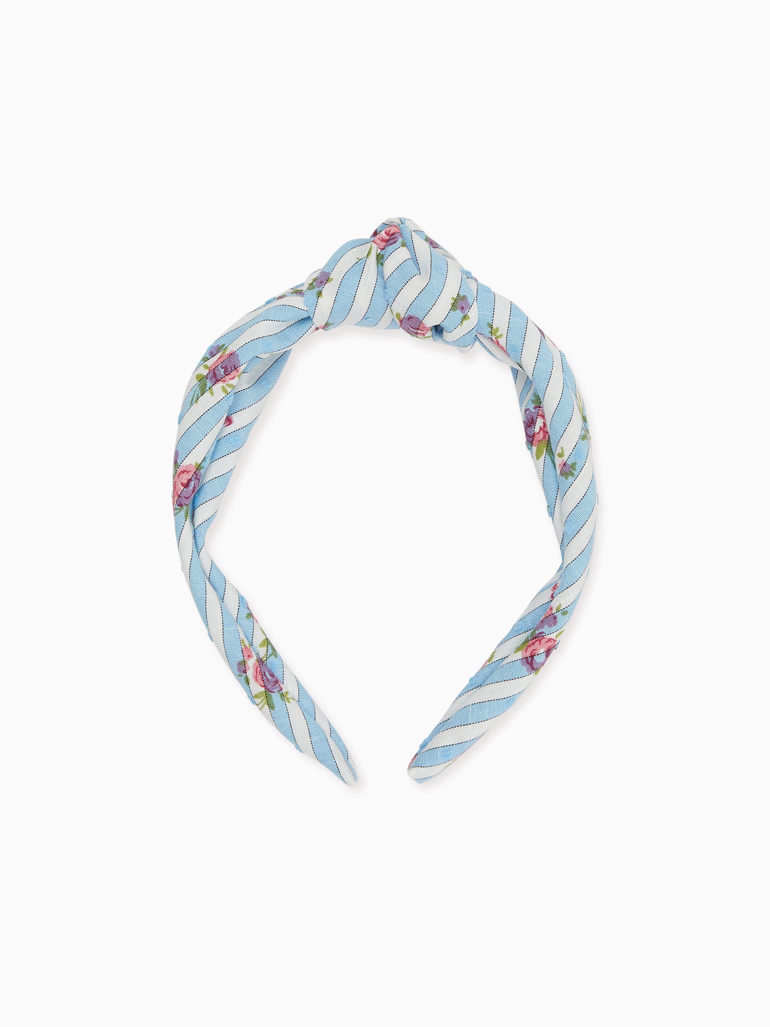 Blue Stripe Top Knot Girl Headband