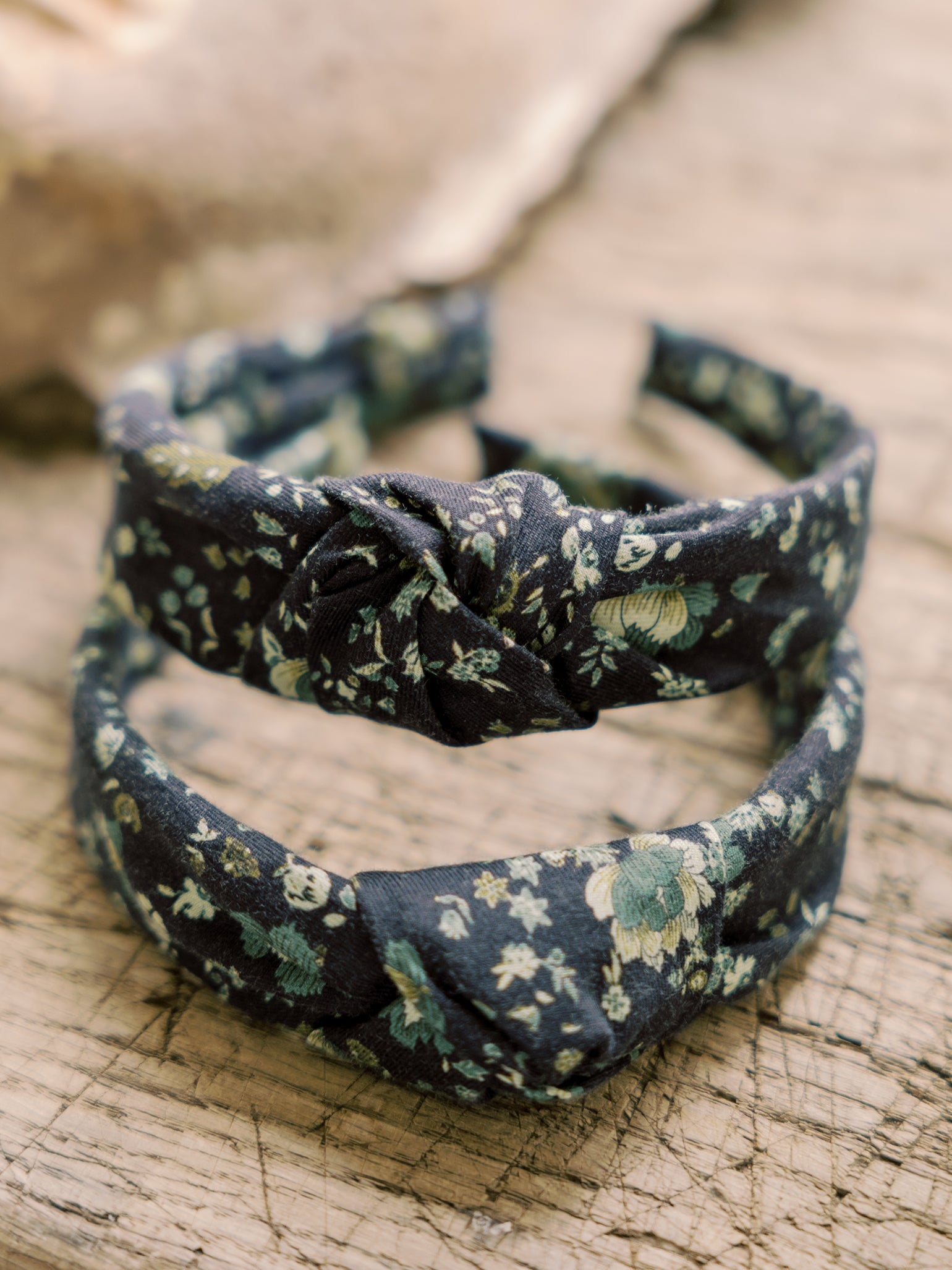 Navy Floral Girl Top Knot Headband