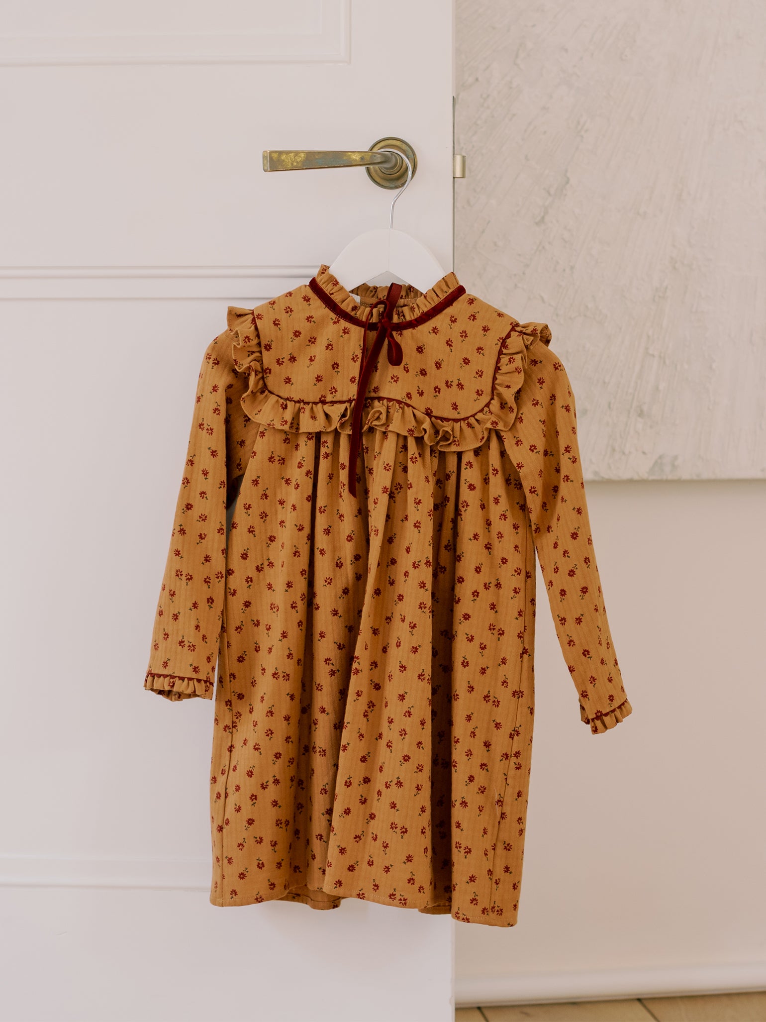 Caramel Floral Vela Girl Empire Dress