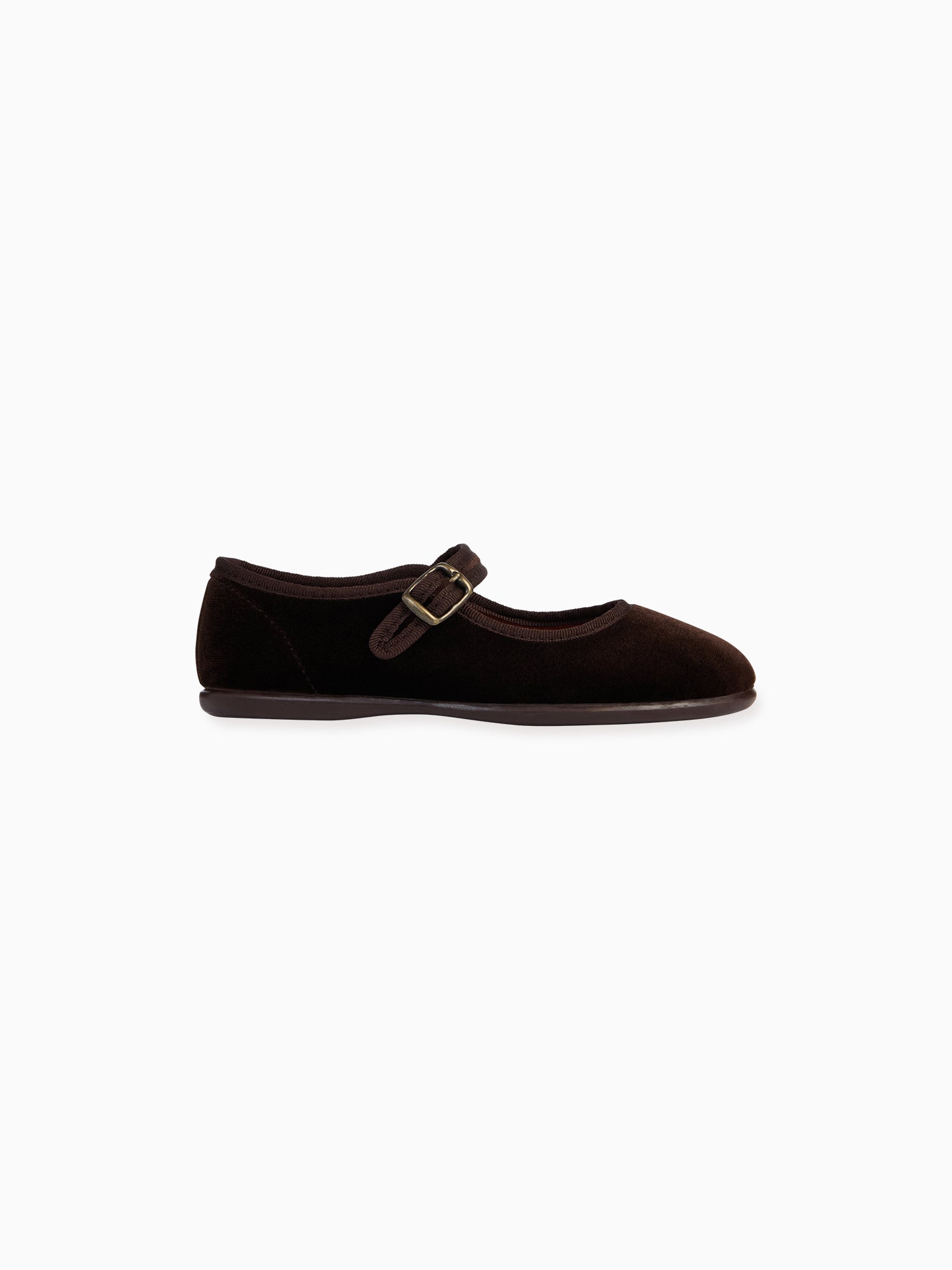 Brown Velvet Girl Mary Jane Shoes