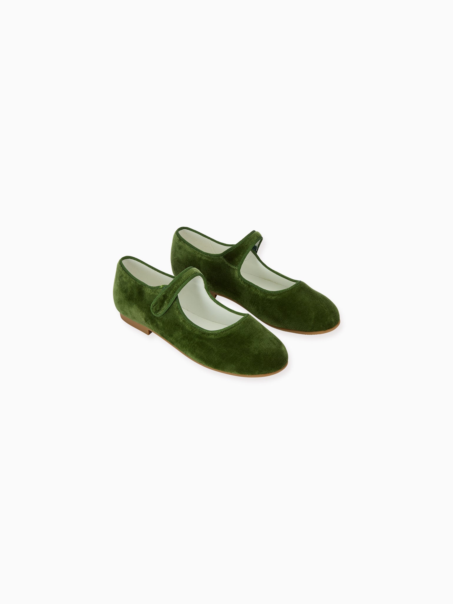 Forest Green Velvet Girl Mary Jane Shoes