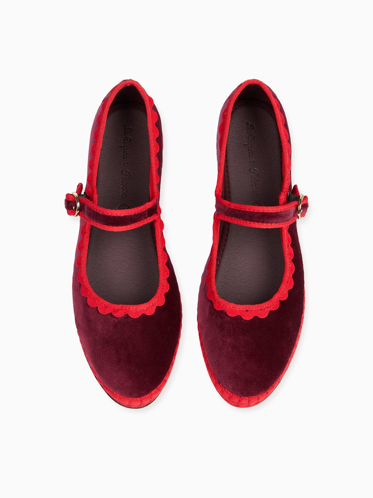 Flabelus x La Coqueta Woman Burgundy Velvet Mary Jane Shoes