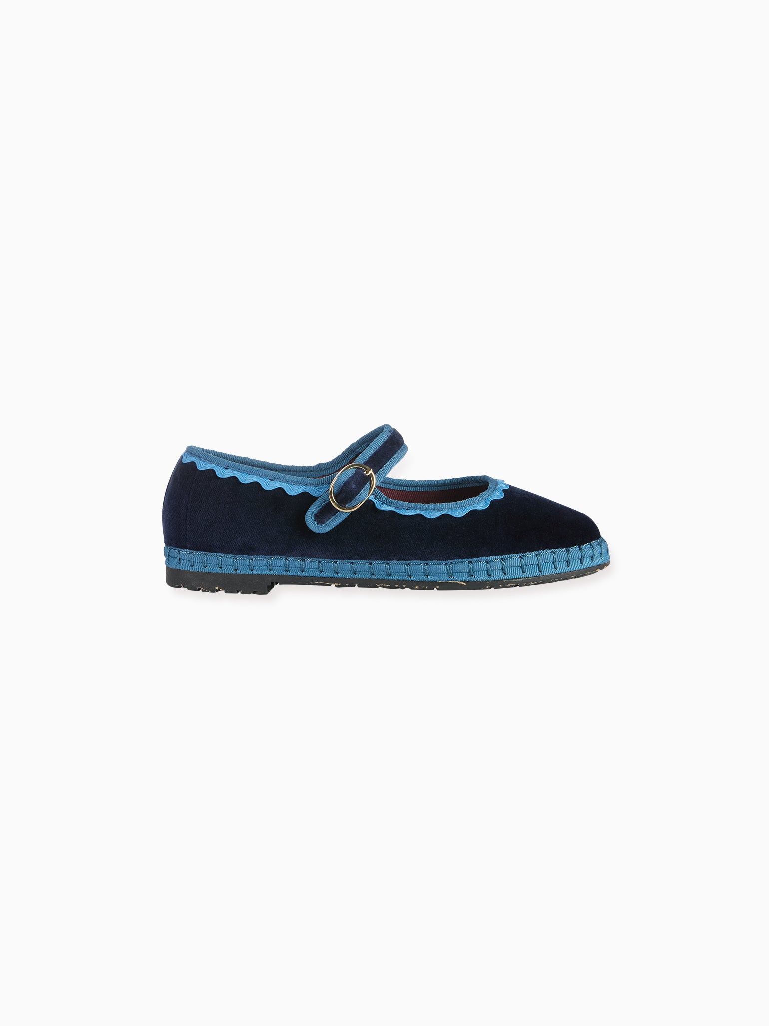Flabelus x La Coqueta Girl Light Blue Velvet Mary Jane Shoes
