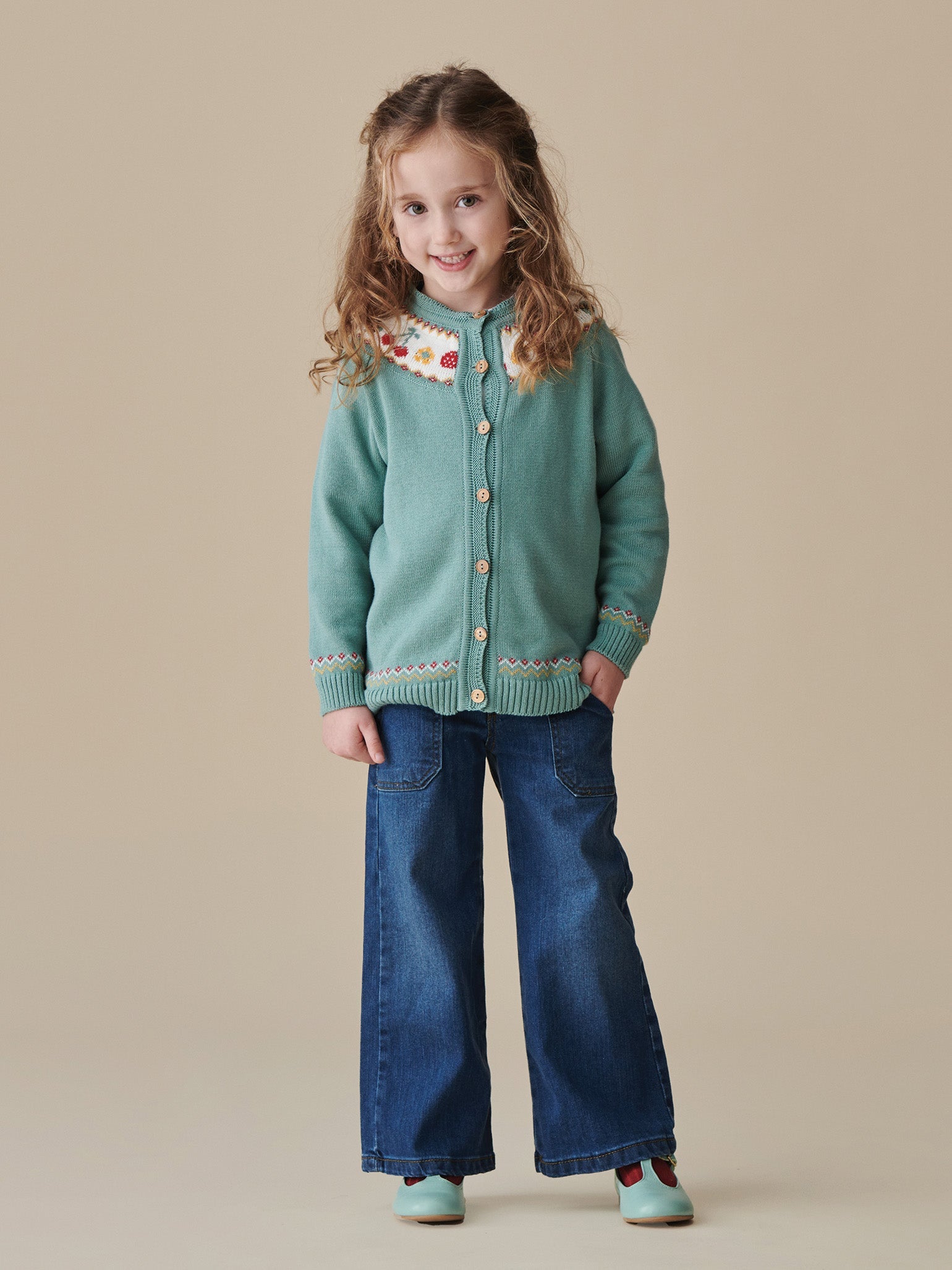 Sage Green Verano Cotton Girl Cardigan