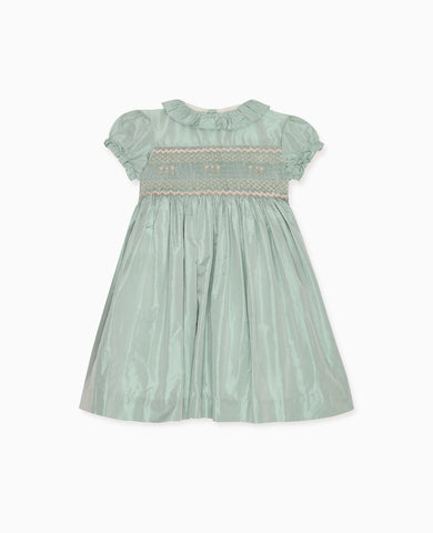 Sage Verity Silk Ceremony Girl Hand-Smocked Dress