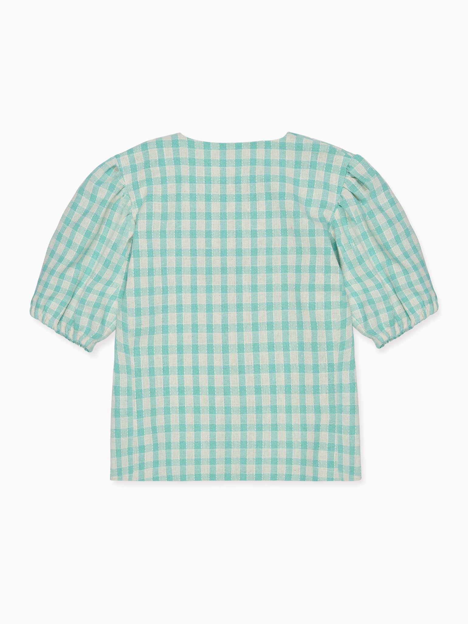 Sage Gingham Violetta Hand-Smocked Girl Shirt