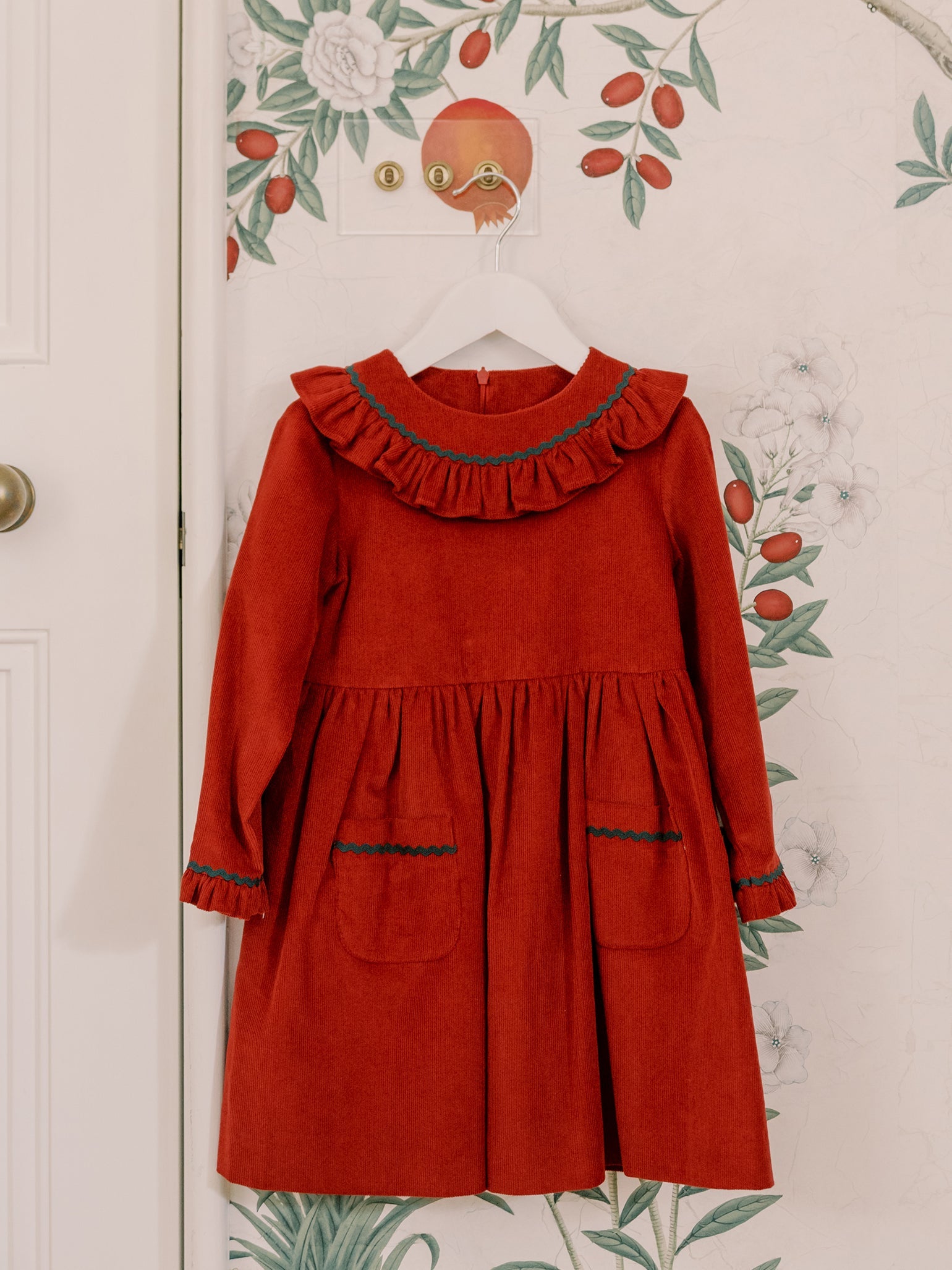 Burgundy Vivian Corduroy Girl Dress