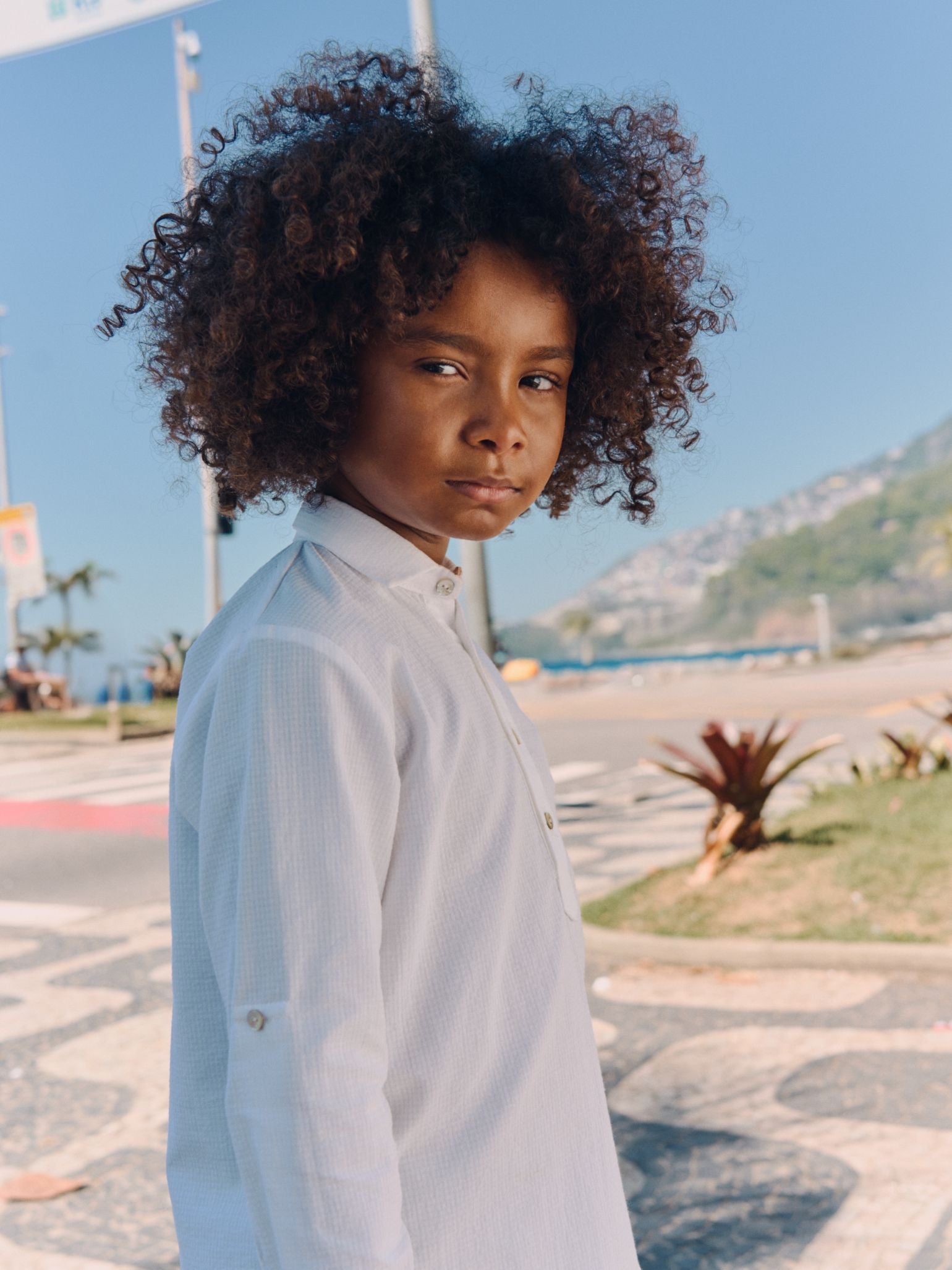 White Gingham Miguel Long Sleeve Boy Shirt