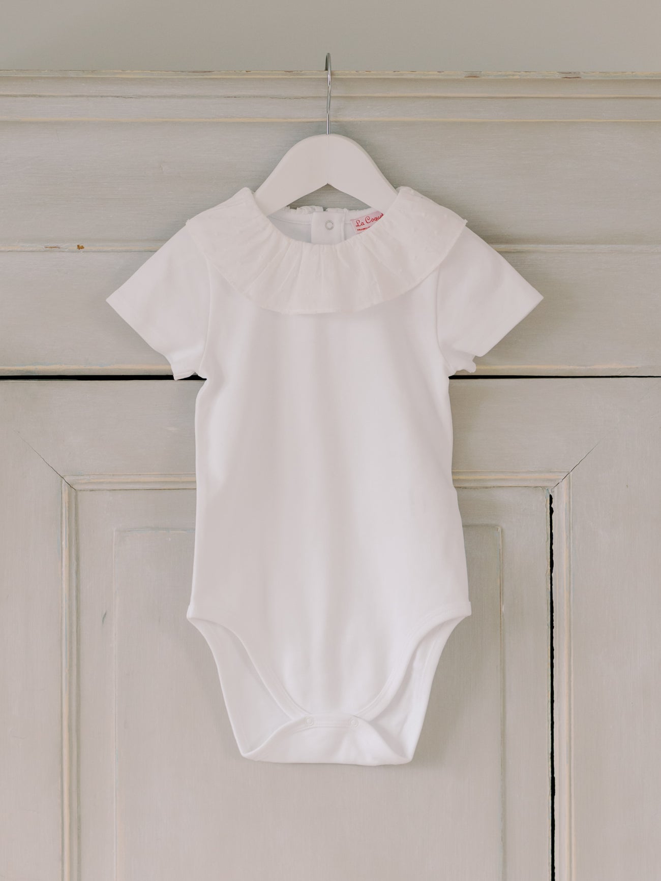 White Pluma Cotton Baby Bodysuit